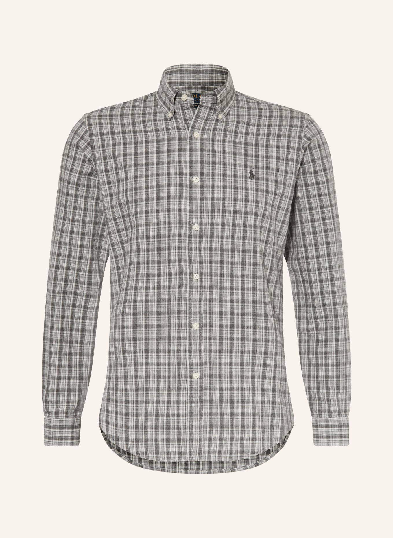 POLO RALPH LAUREN Shirt custom fit: GRAY / LIGHT GRAY