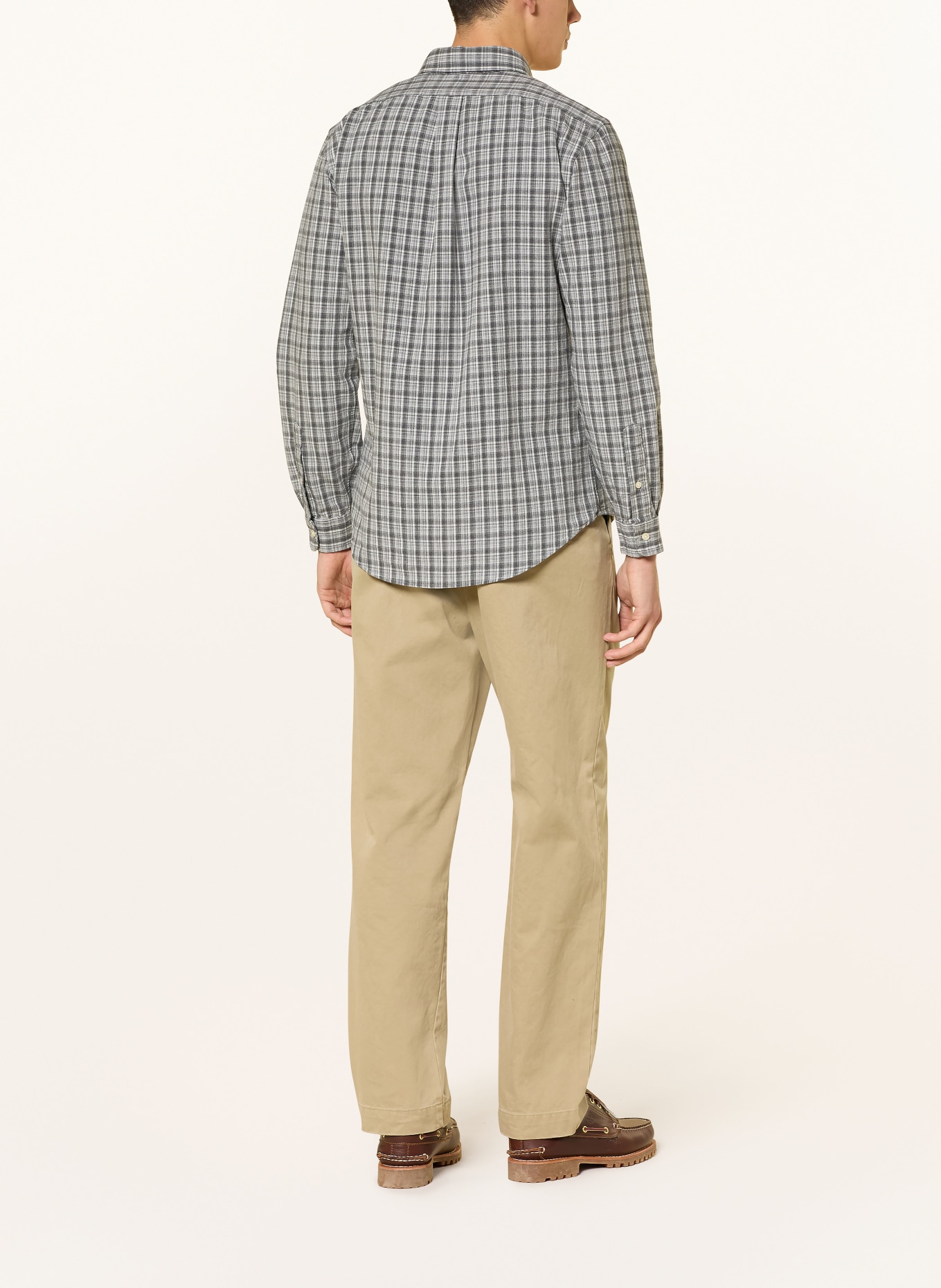 POLO RALPH LAUREN Shirt custom fit: GRAY / LIGHT GRAY