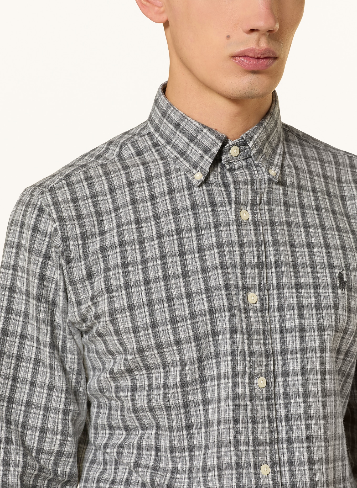 POLO RALPH LAUREN Shirt custom fit: GRAY / LIGHT GRAY