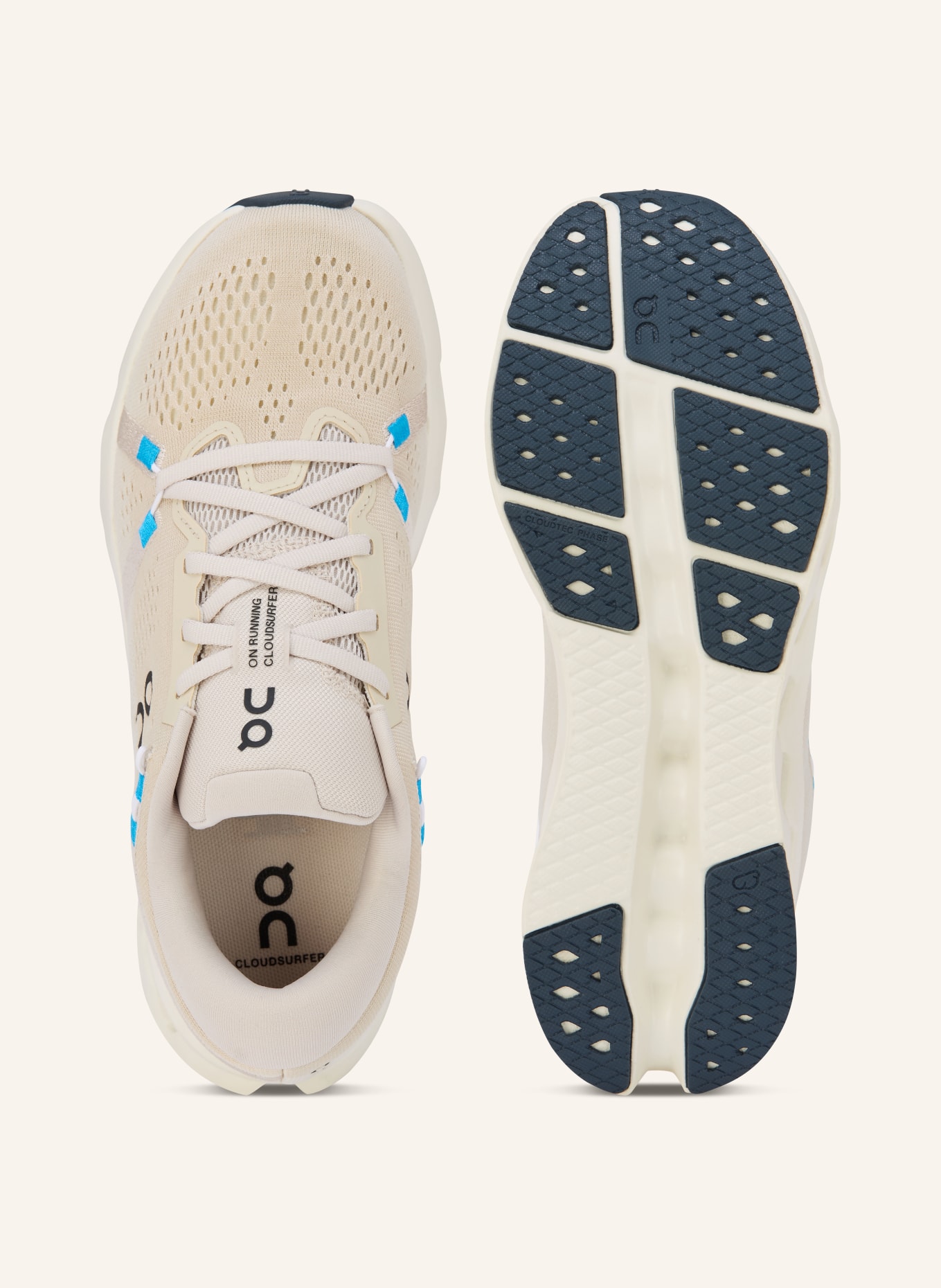 On CLOUDSURFER 2 running shoes: BEIGE / CREAM