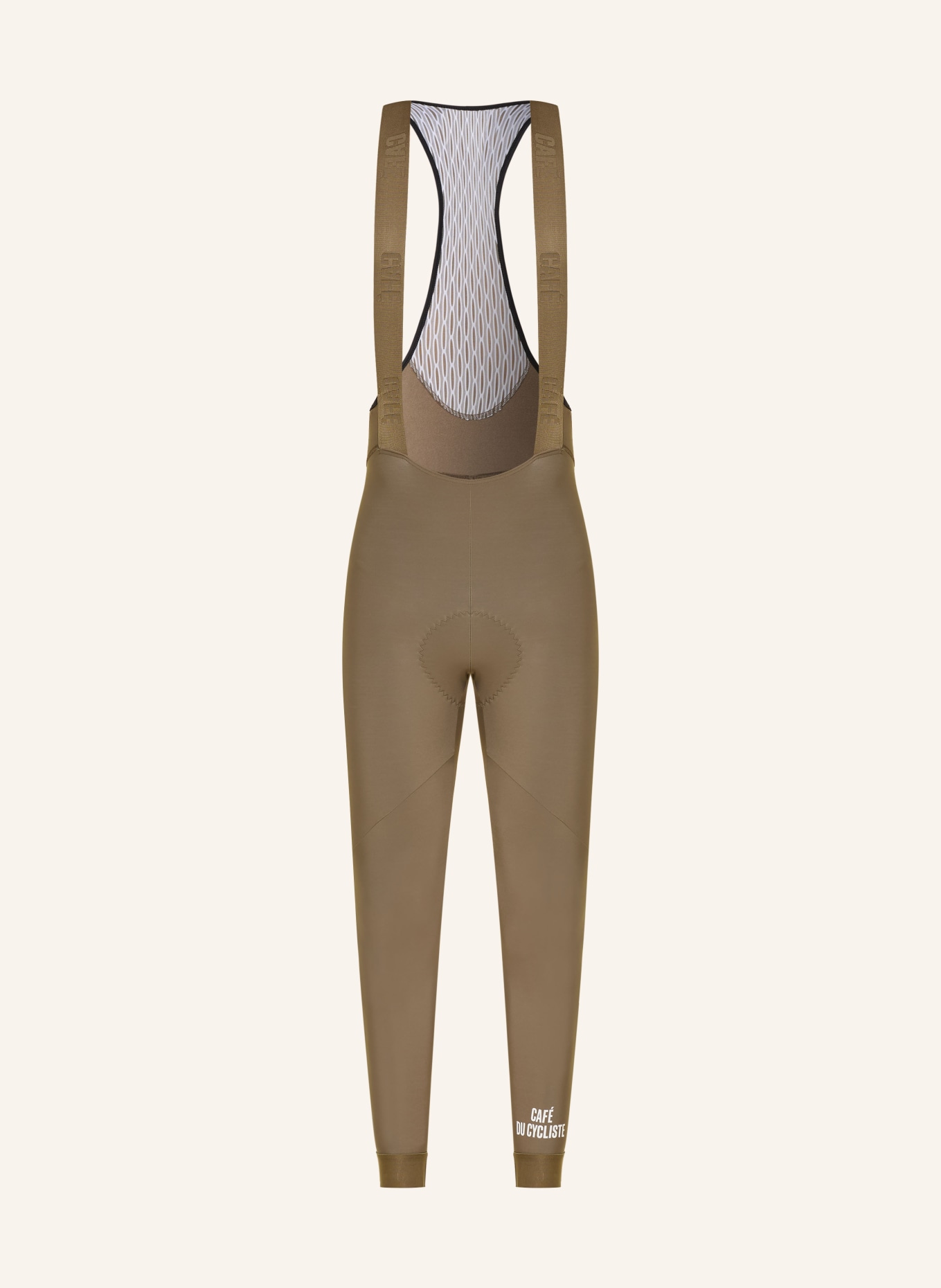 CAFÉ DU CYCLISTE Spodenki kolarskie MARIE z szelkami i wyściełaną wkładką: OLIWKOWY