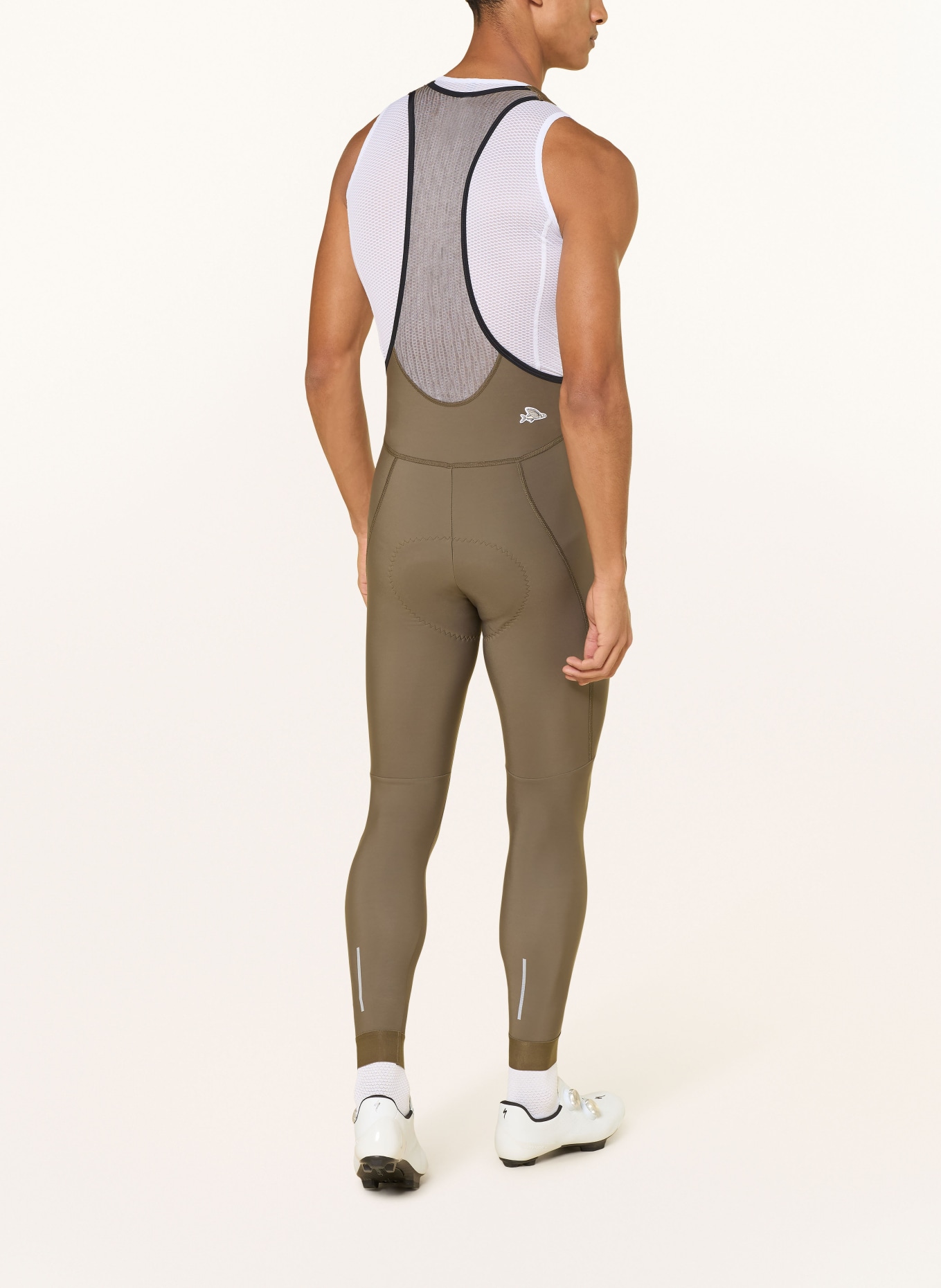 CAFÉ DU CYCLISTE Spodenki kolarskie MARIE z szelkami i wyściełaną wkładką: OLIWKOWY