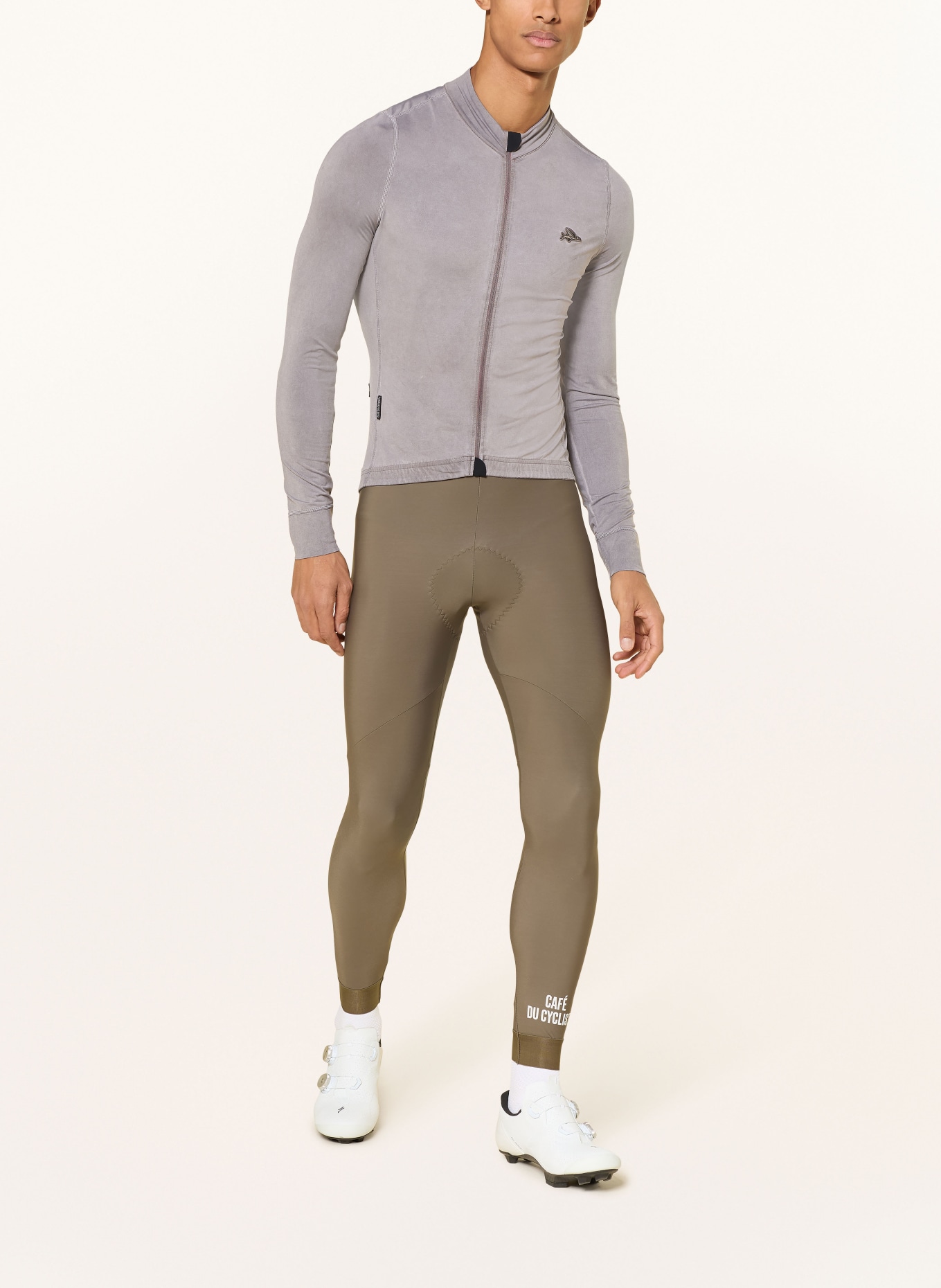 CAFÉ DU CYCLISTE Spodenki kolarskie MARIE z szelkami i wyściełaną wkładką: OLIWKOWY