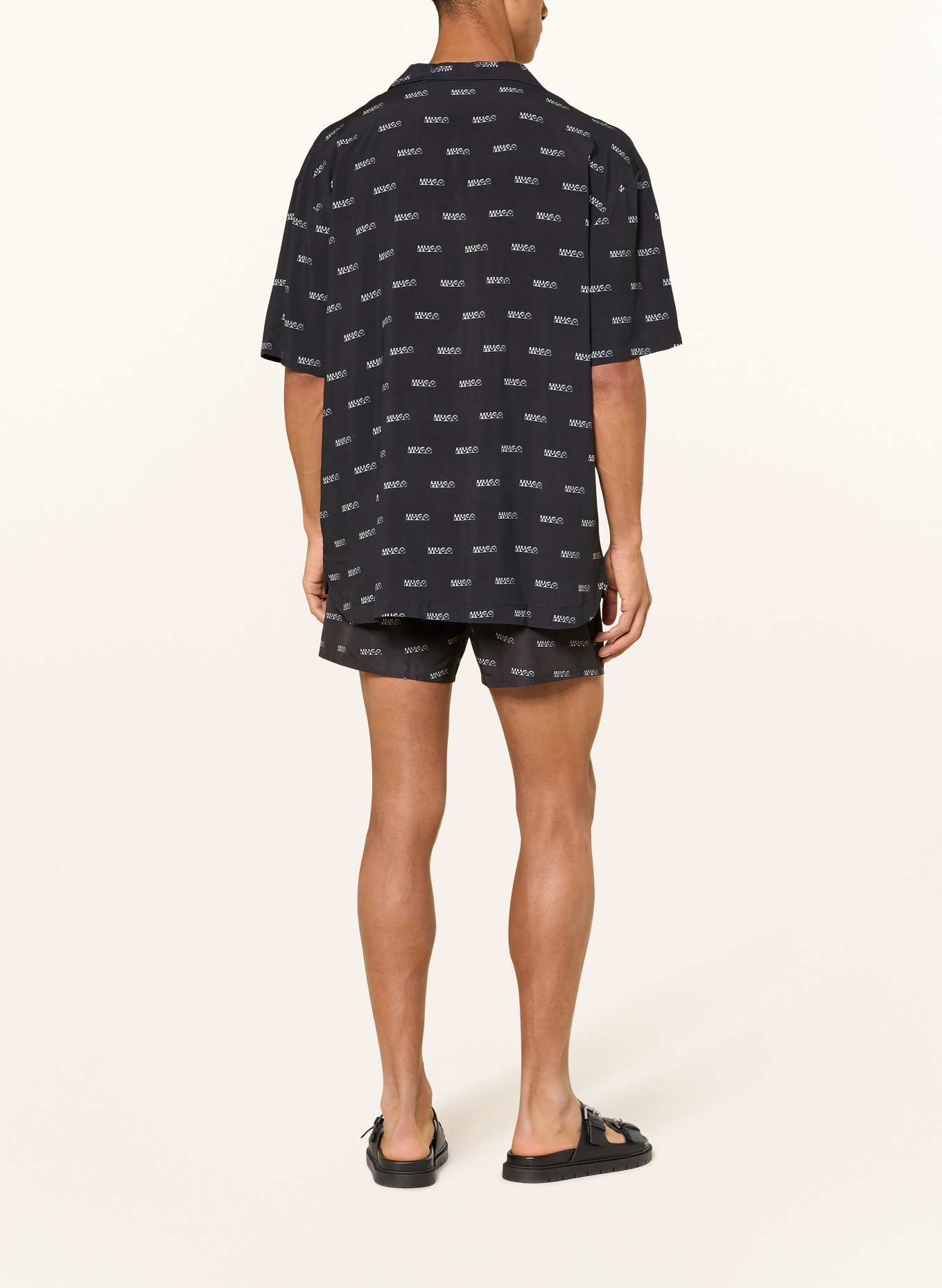 HUGO Resort shirt, relaxed fit: BLACK / GRAY / LIGHT GRAY