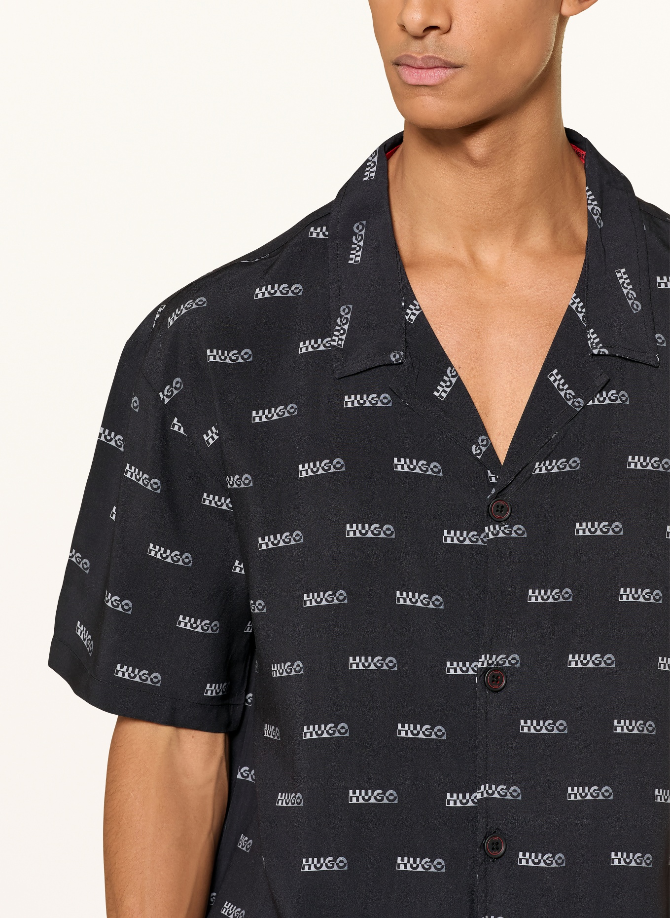 HUGO Resort shirt, relaxed fit: BLACK / GRAY / LIGHT GRAY