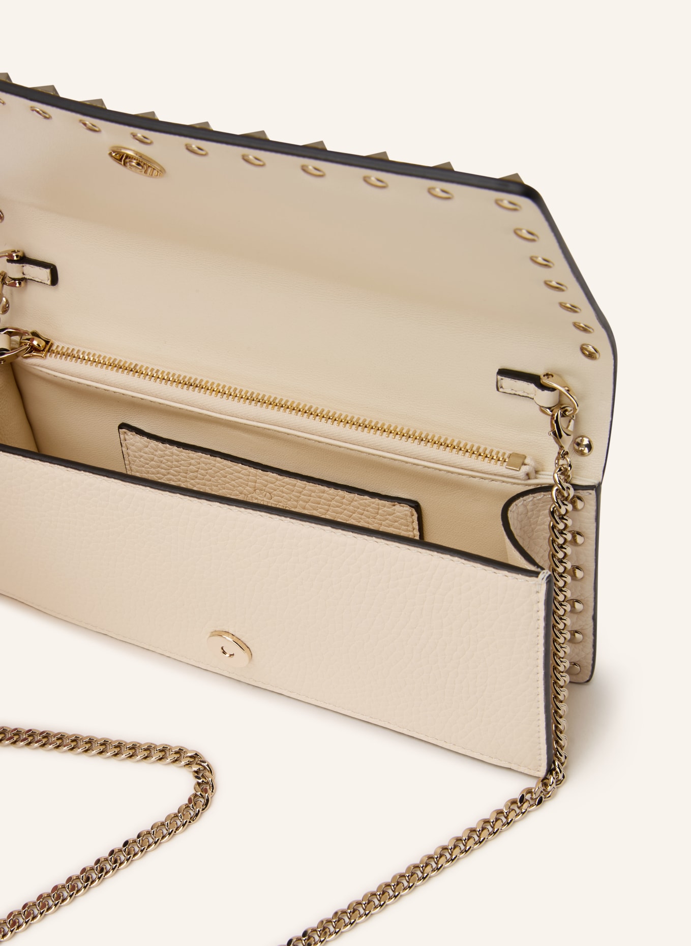 VALENTINO GARAVANI Portfel ROCKSTUD do przewieszenia przez ramię: KREMOWY