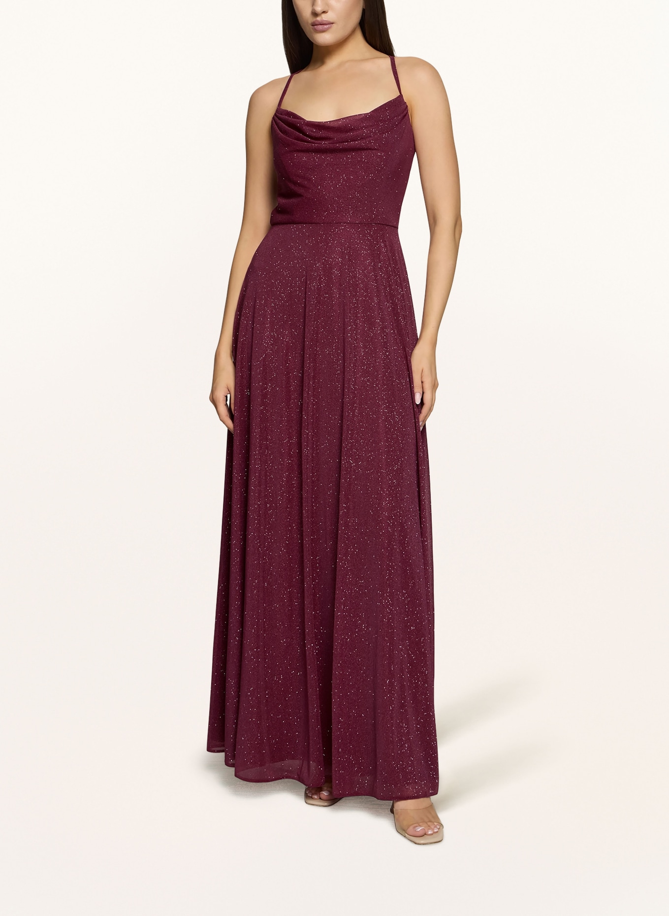 Suddenly Princess Abendkleid mit Glitzergarn und Cut-out: DUNKELROT