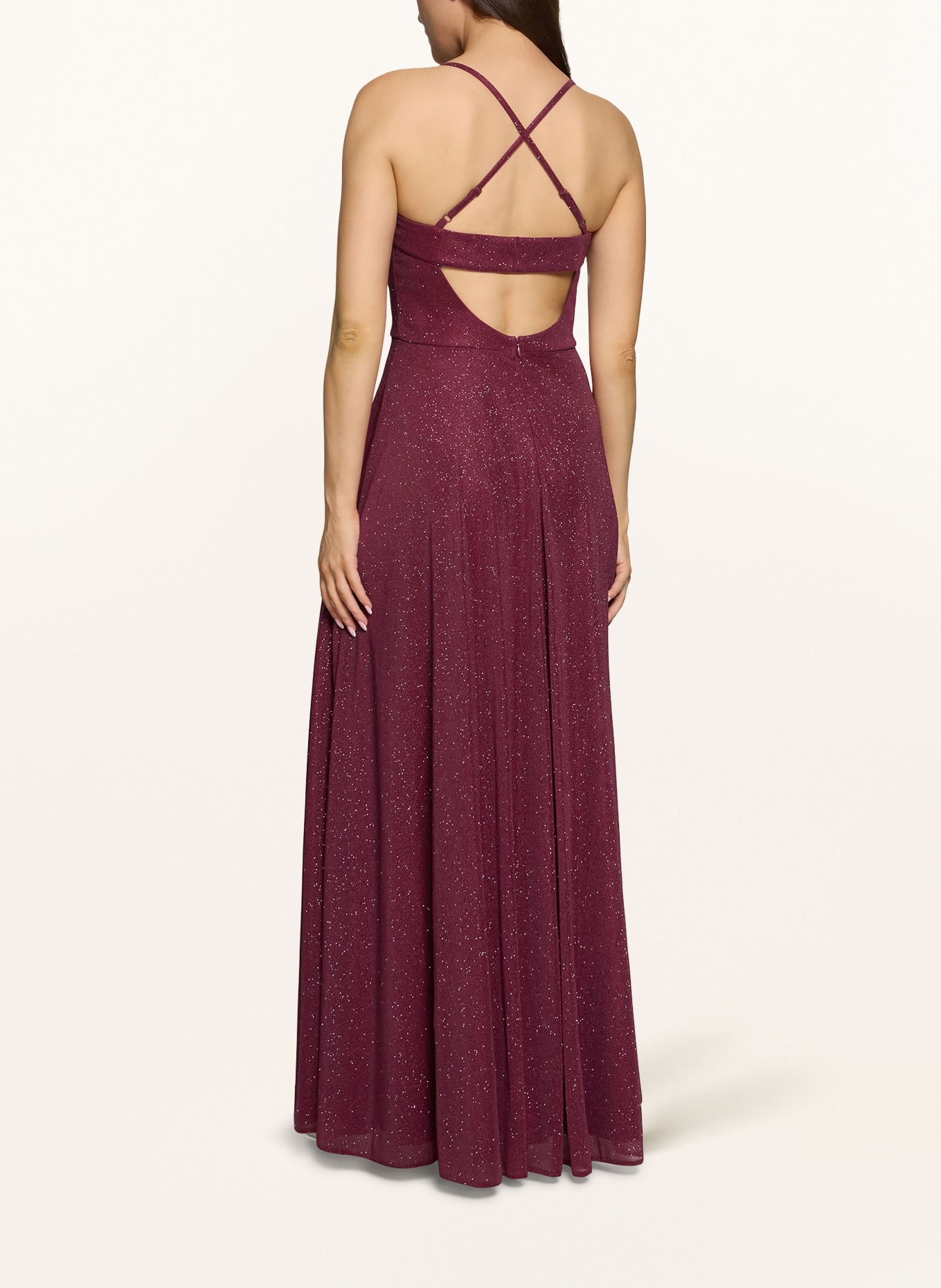 Suddenly Princess Abendkleid mit Glitzergarn und Cut-out: DUNKELROT