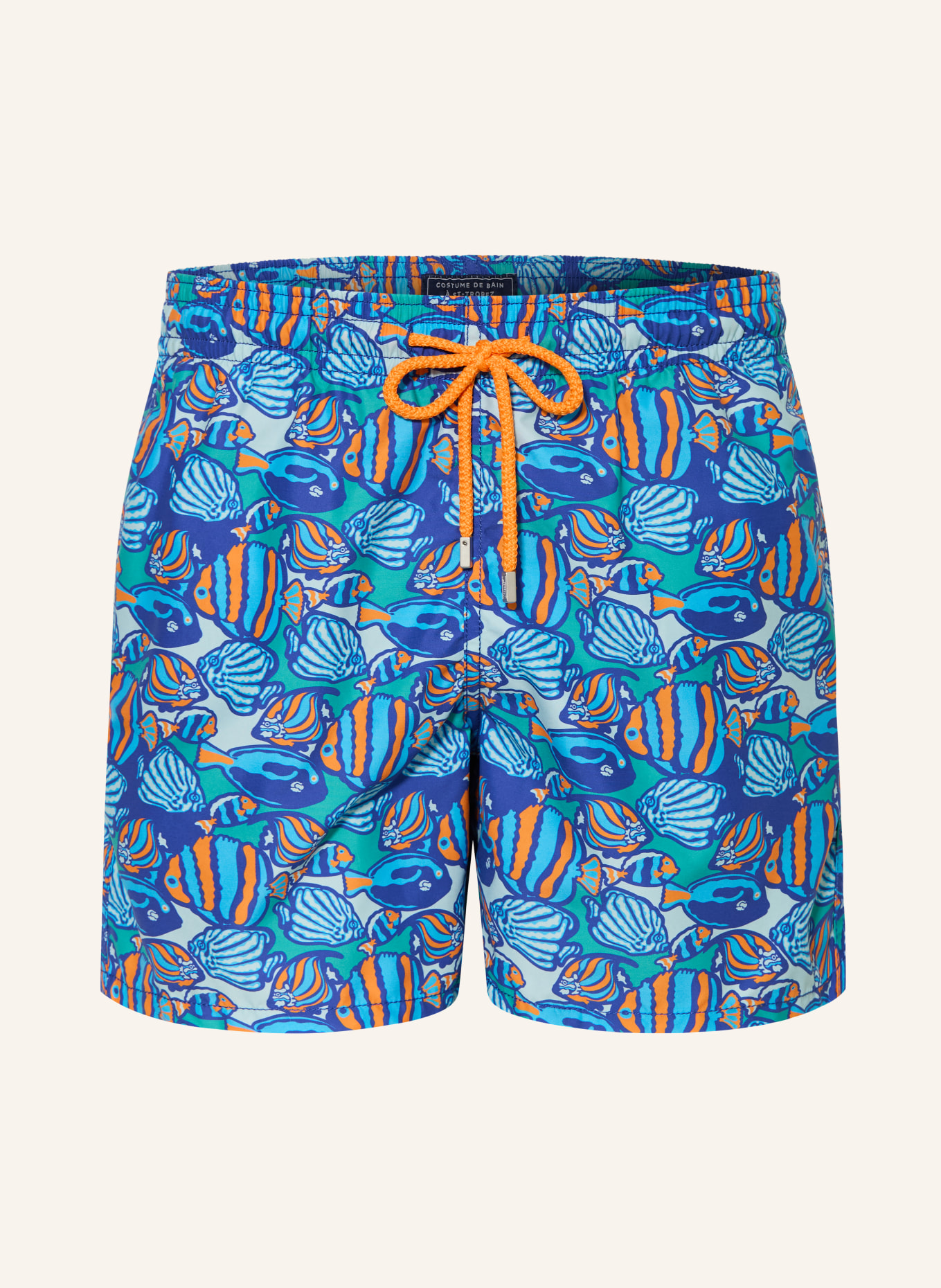 VILEBREQUIN MOOREA VISHY VIBES swim shorts: BLUE / ORANGE / TURQUOISE