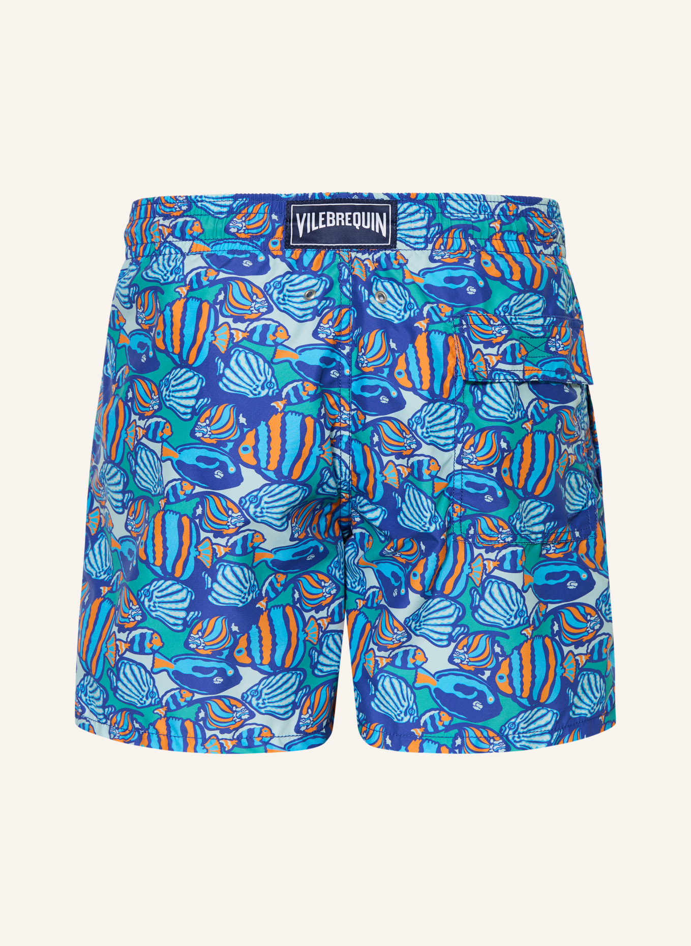 VILEBREQUIN MOOREA VISHY VIBES swim shorts: BLUE / ORANGE / TURQUOISE