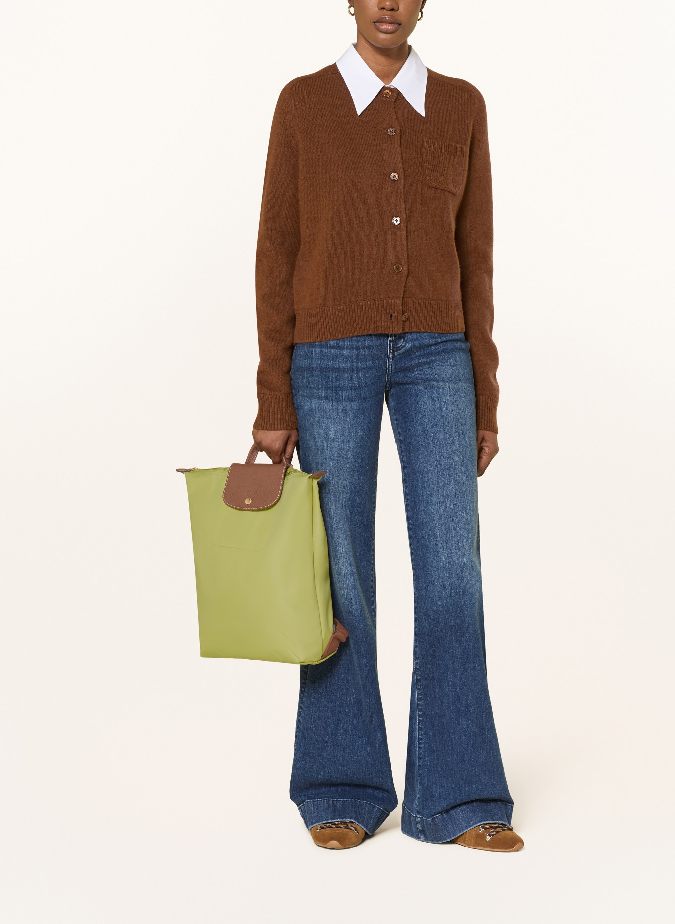 LONGCHAMP Rucksack LE PLIAGE MEDIUM: HELLGRÜN / BRAUN