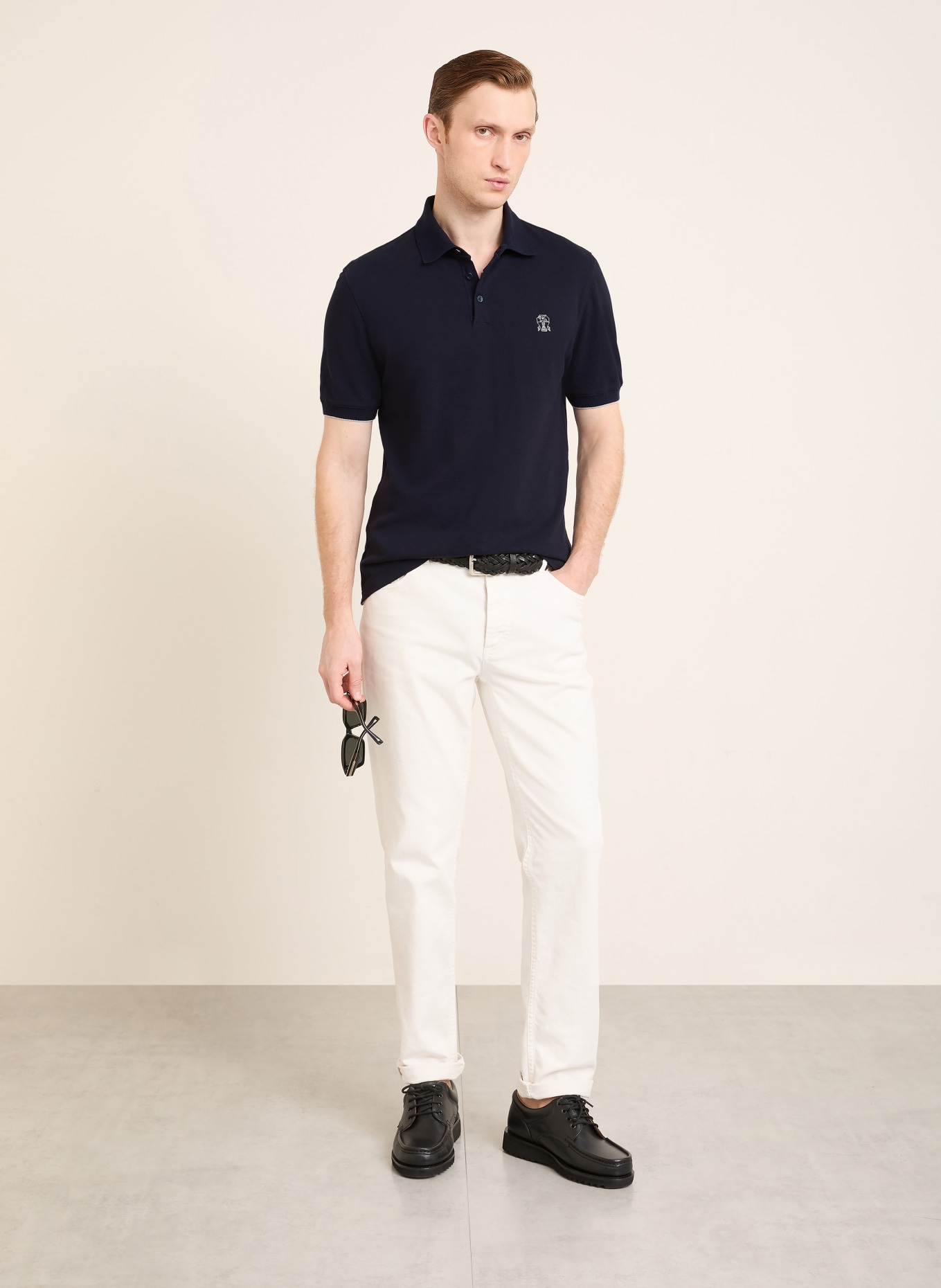 BRUNELLO CUCINELLI Piqué-Poloshirt: DUNKELBLAU