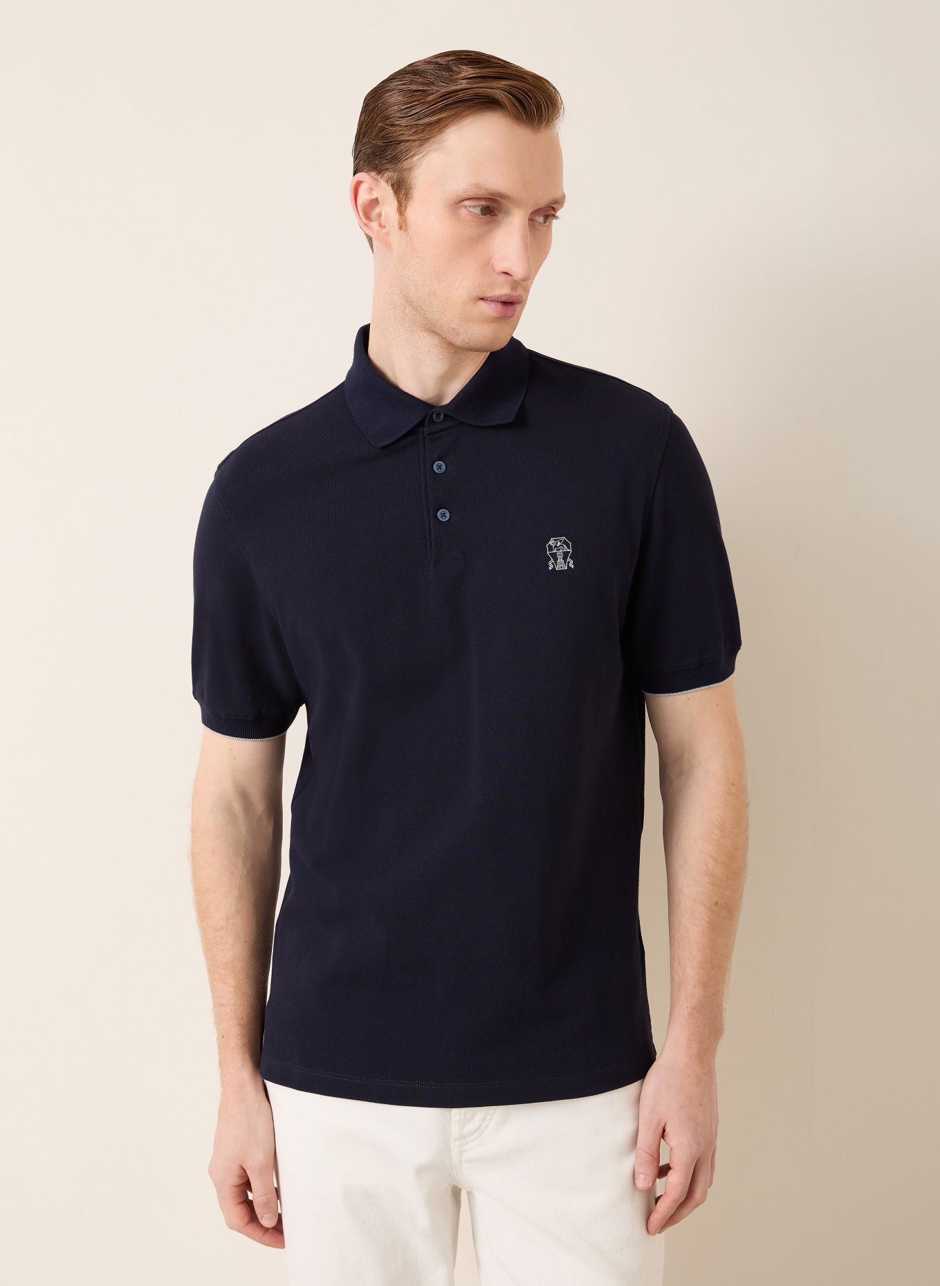 BRUNELLO CUCINELLI Piqué-Poloshirt: DUNKELBLAU