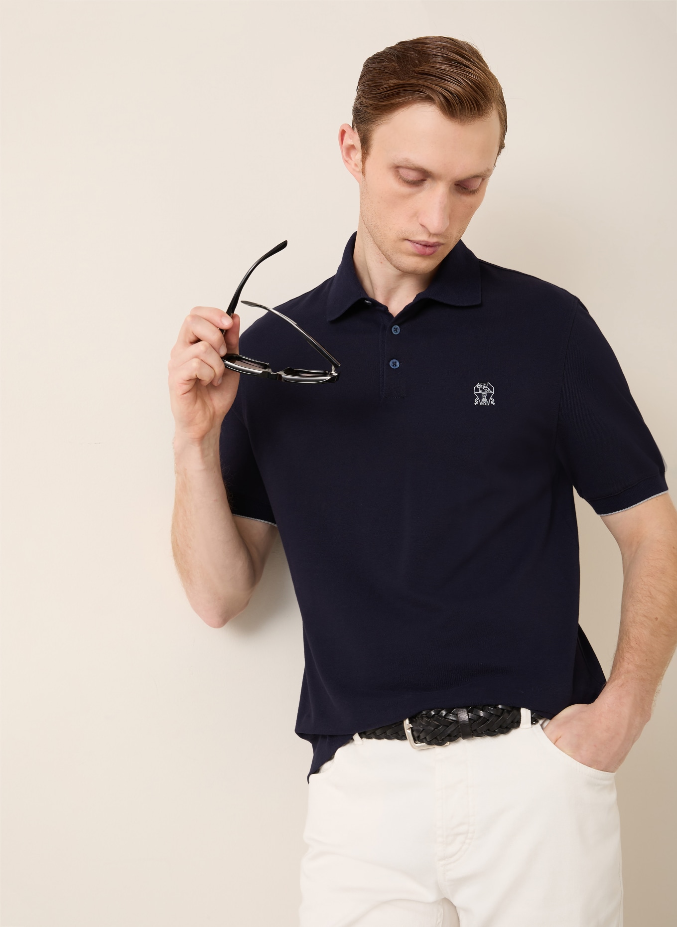 BRUNELLO CUCINELLI Piqué-Poloshirt: DUNKELBLAU