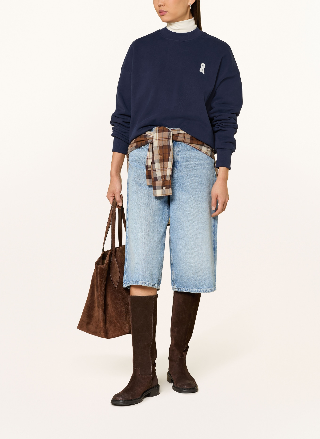 ARMEDANGELS Sweatshirt ALIZAA: DARK BLUE / WHITE