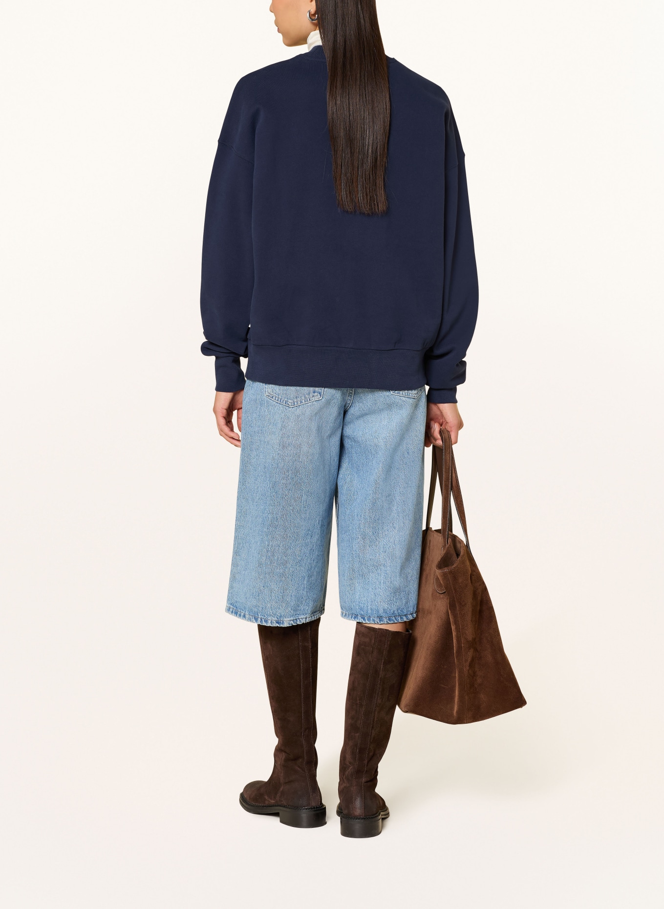 ARMEDANGELS Sweatshirt ALIZAA: DARK BLUE / WHITE