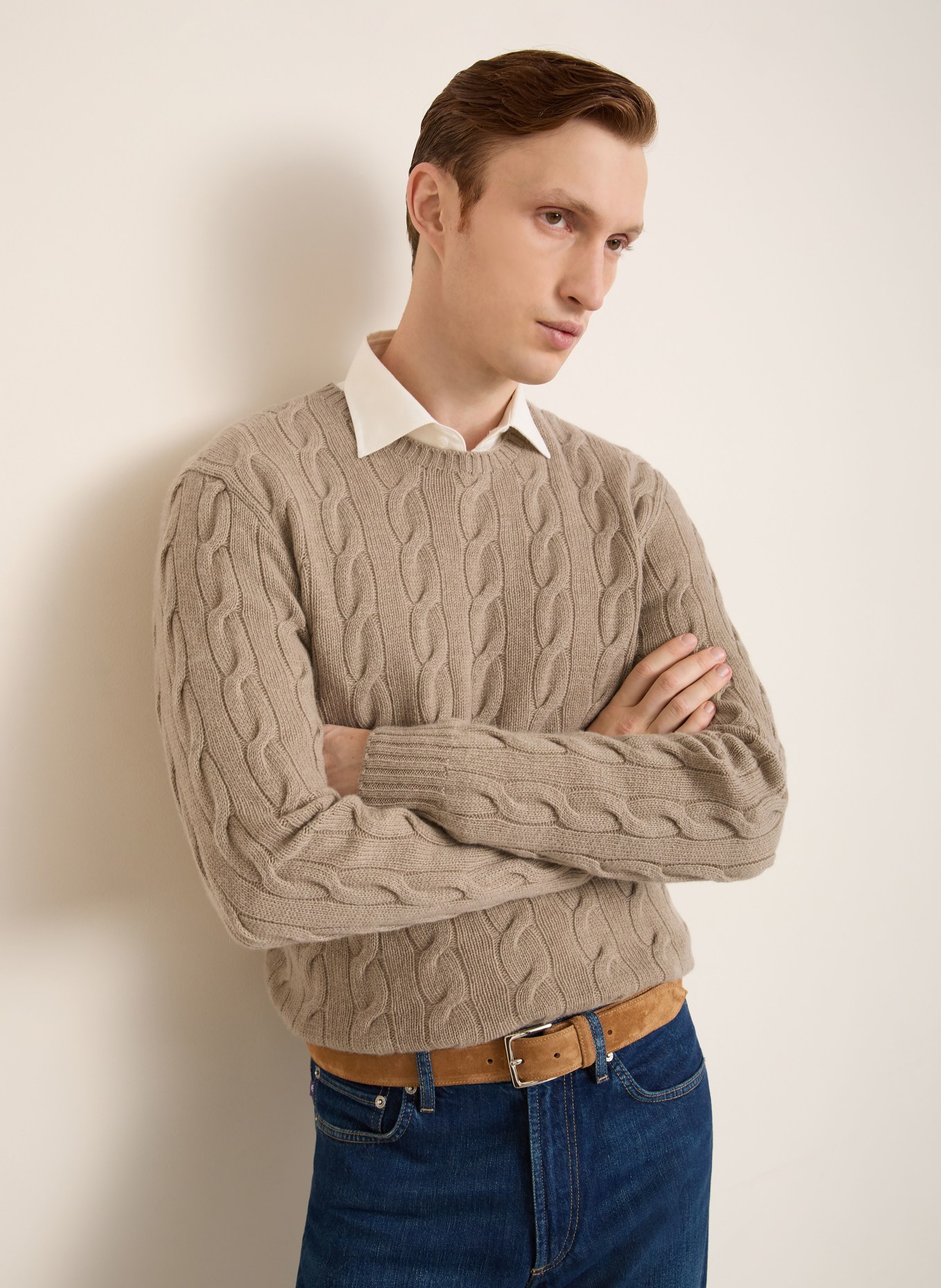 RALPH LAUREN PURPLE LABEL Kašmírový svetr: SVĚTLE HNĚDÁ