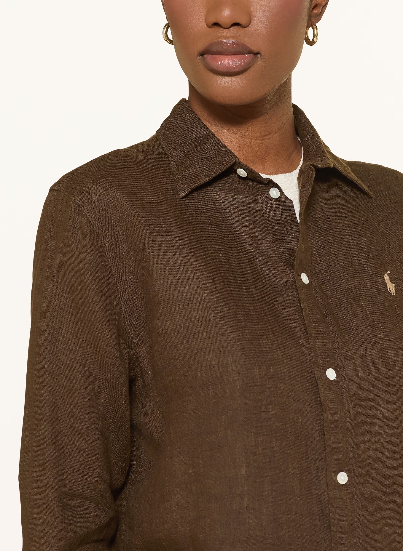 POLO RALPH LAUREN Shirt blouse made of linen: DARK BROWN
