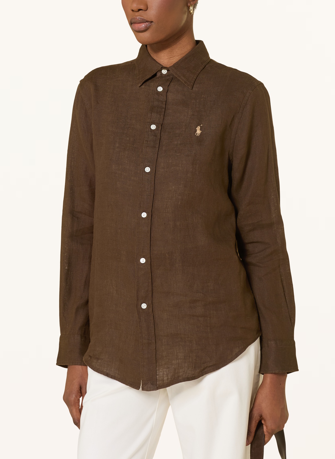 POLO RALPH LAUREN Shirt blouse made of linen: DARK BROWN