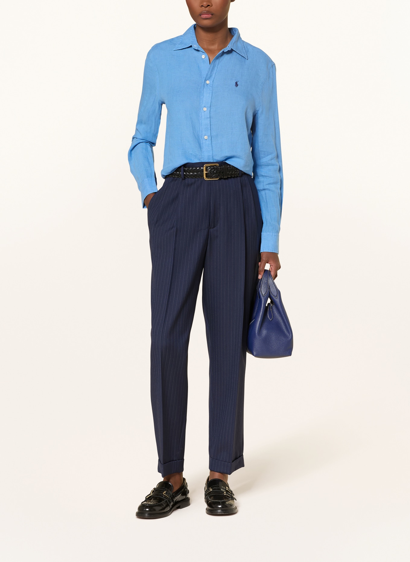 POLO RALPH LAUREN Hemdbluse aus Leinen: BLAU / DUNKELBLAU