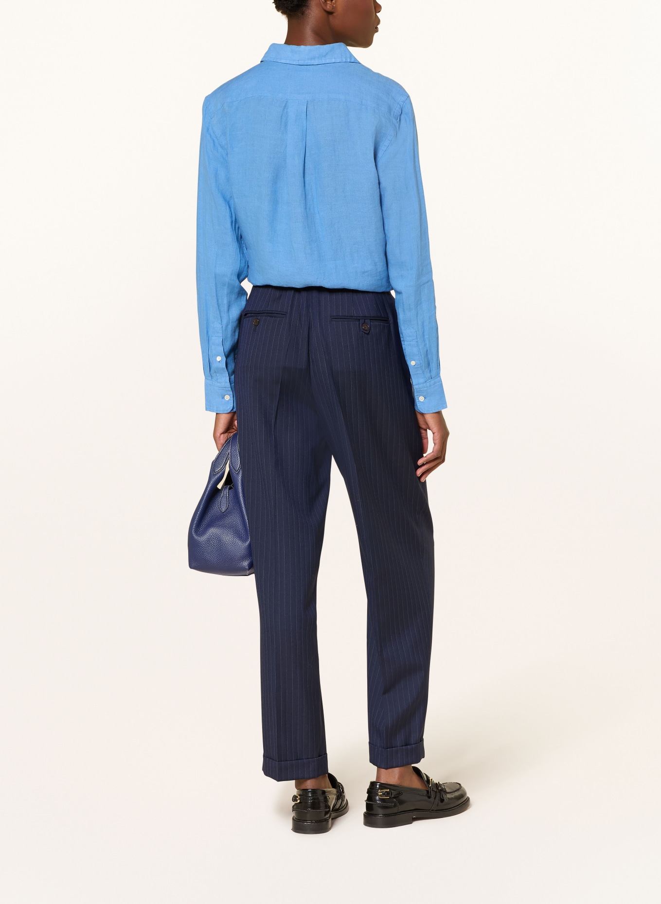 POLO RALPH LAUREN Hemdbluse aus Leinen: BLAU / DUNKELBLAU