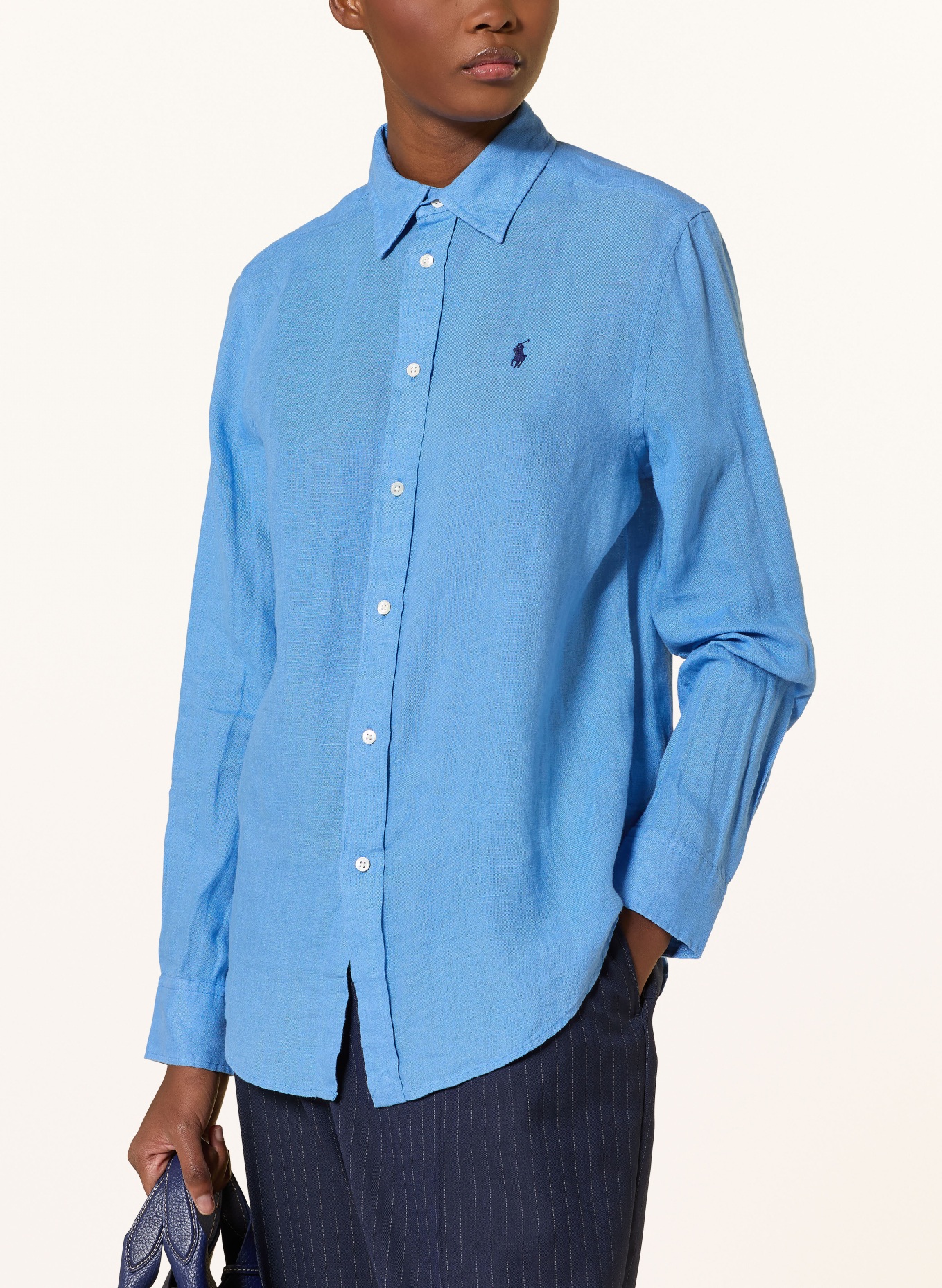 POLO RALPH LAUREN Hemdbluse aus Leinen: BLAU / DUNKELBLAU