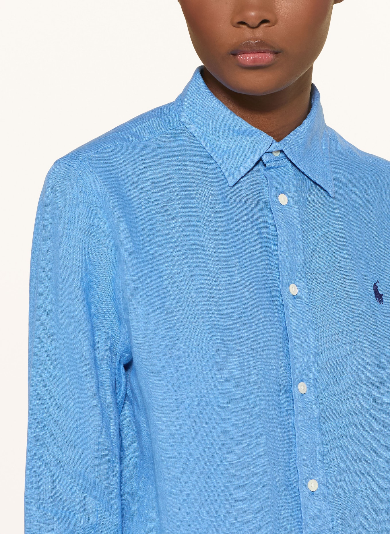 POLO RALPH LAUREN Hemdbluse aus Leinen: BLAU / DUNKELBLAU