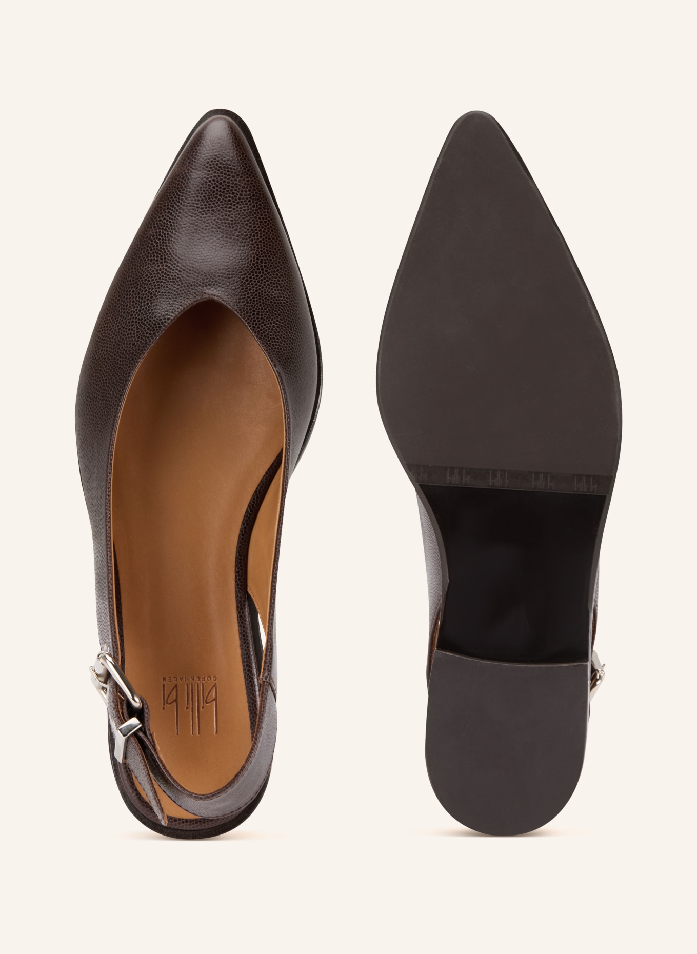 billi bi Sling ballerina flats: DARK BROWN
