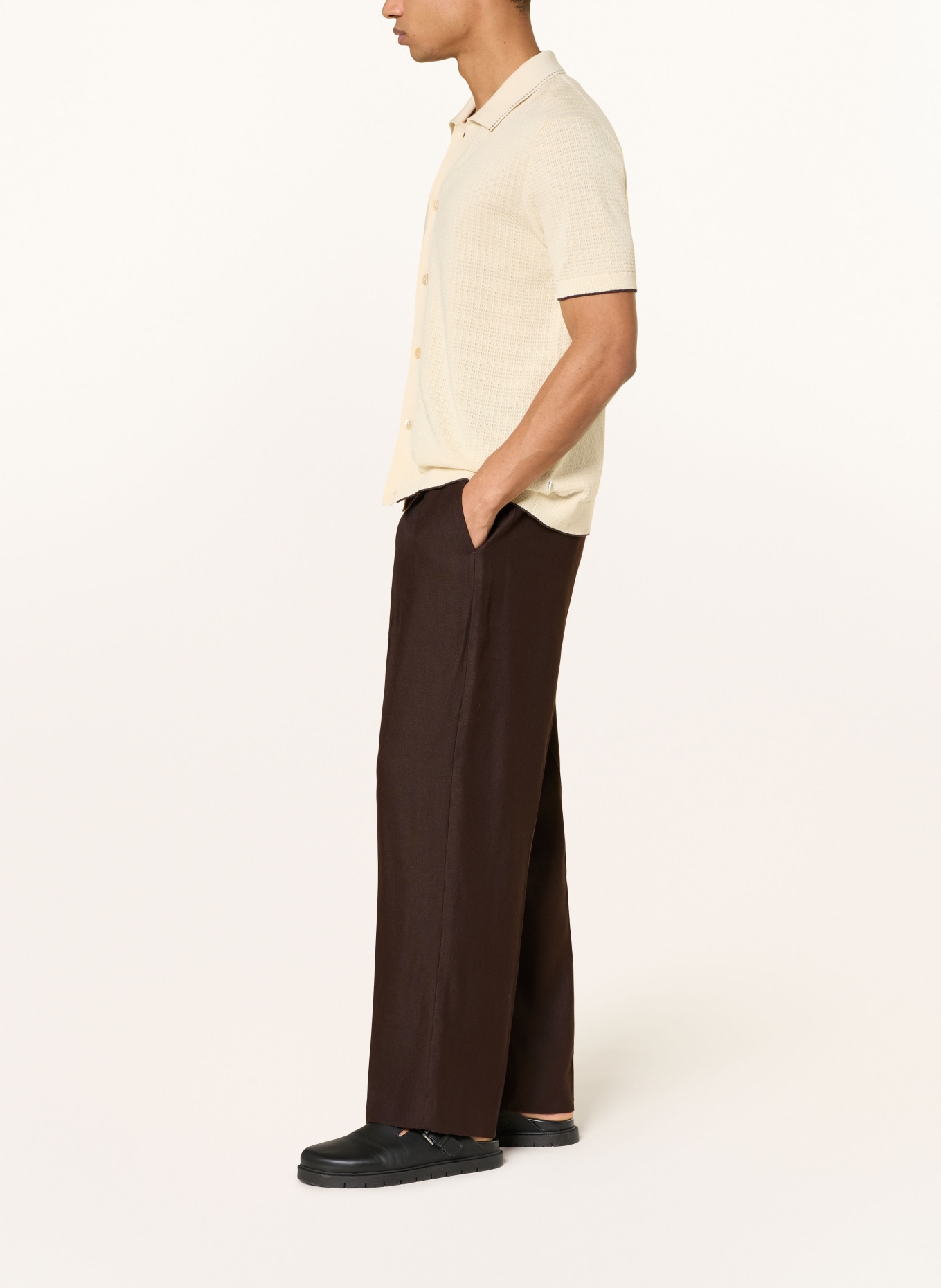 NN.07 Chino KAY Regular Fit mit Leinen: DUNKELBRAUN