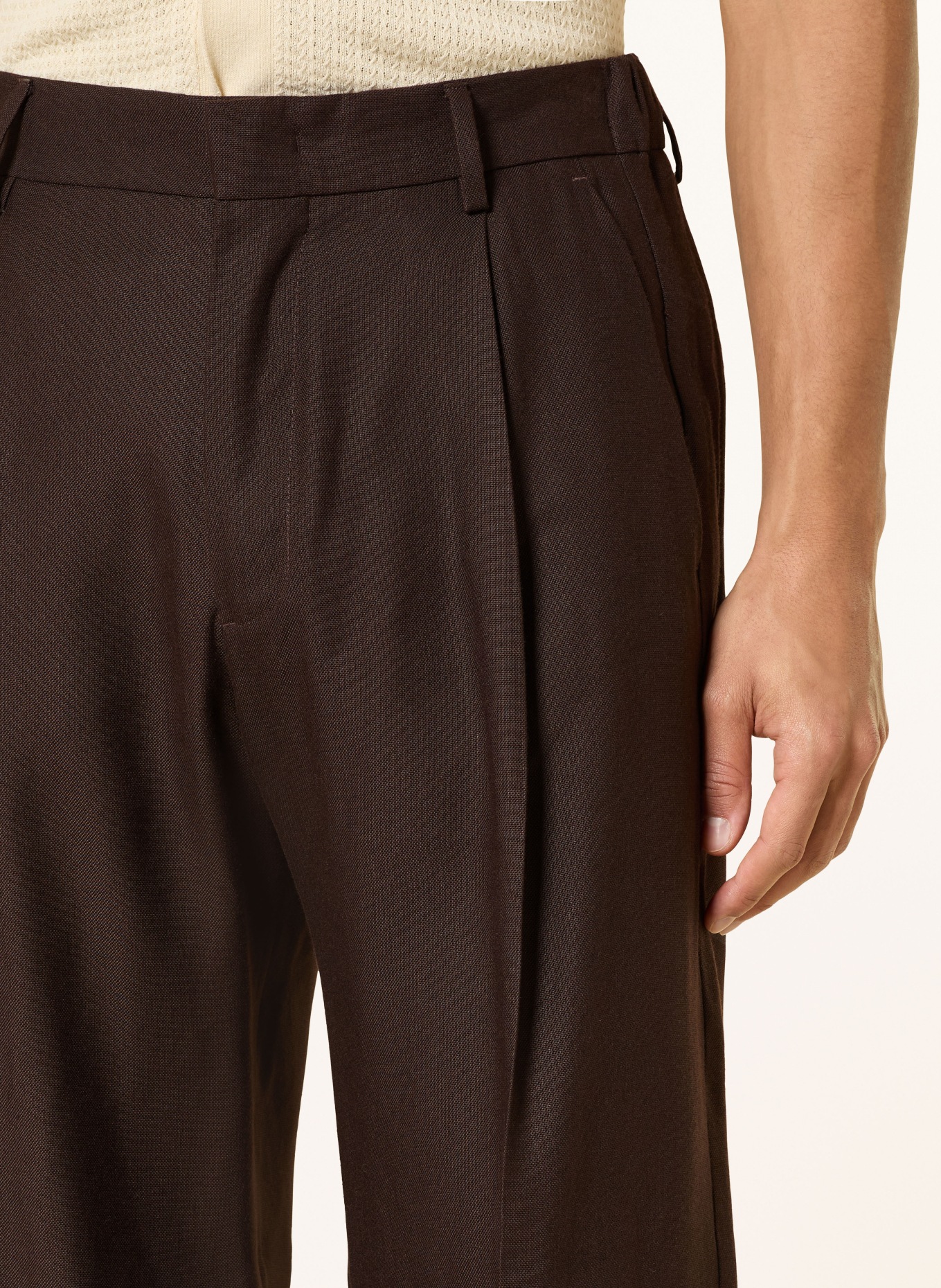 NN.07 Chino KAY Regular Fit mit Leinen: DUNKELBRAUN