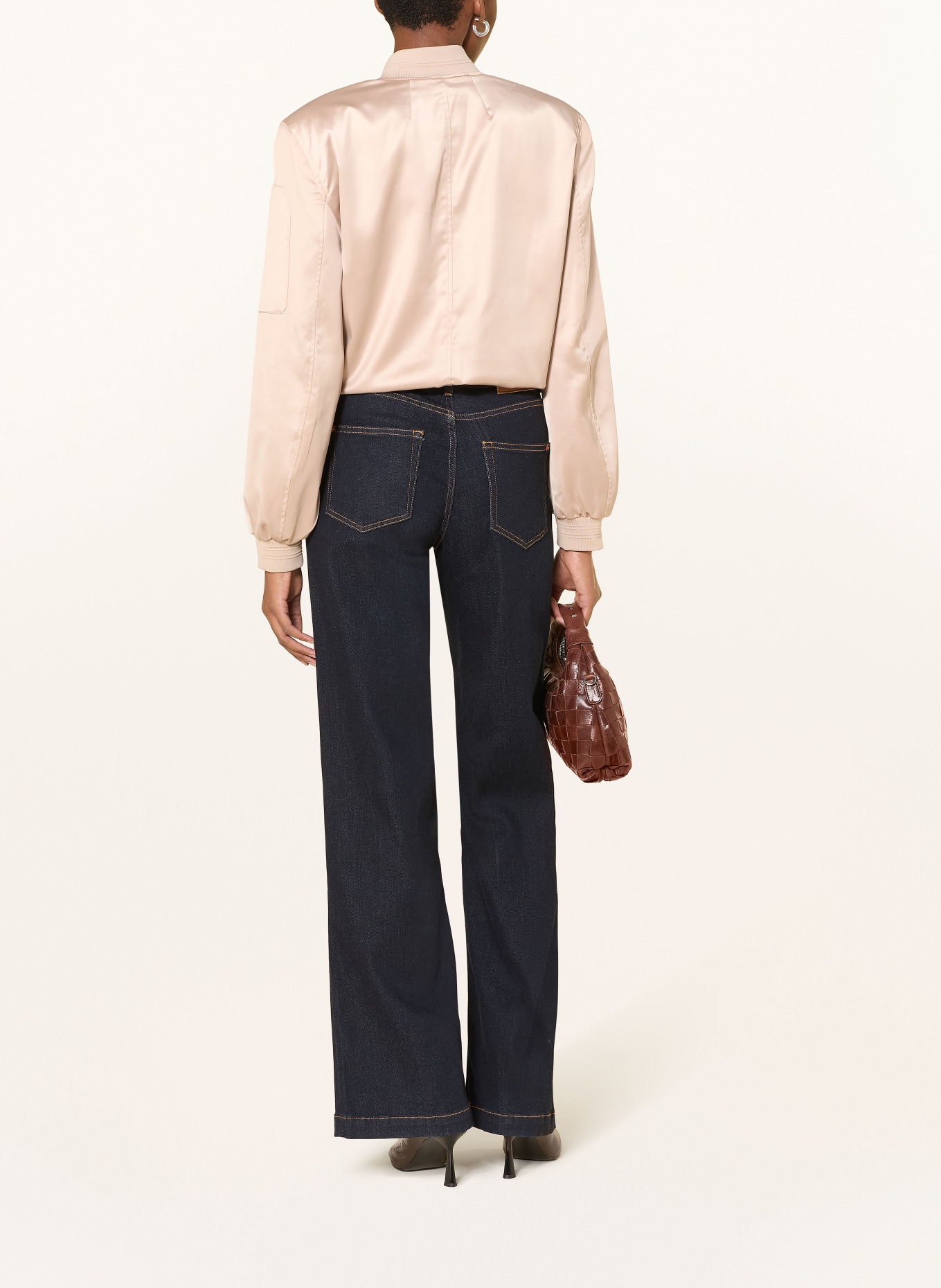 RINO & PELLE Bluzka BANNER z satyny: SZAROBRĄZOWY