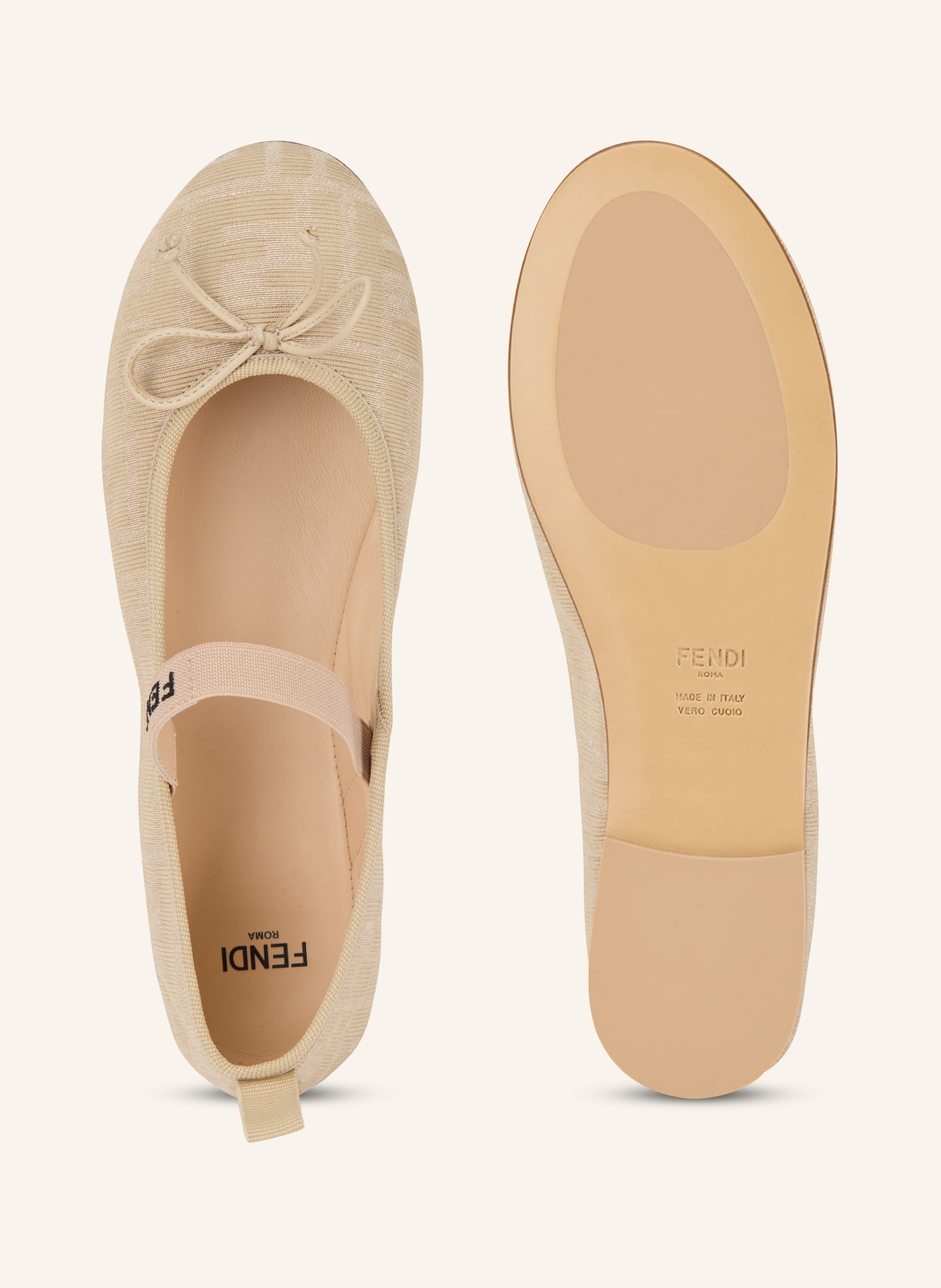 FENDI baleriny: KREMOWY / BEŻOWY