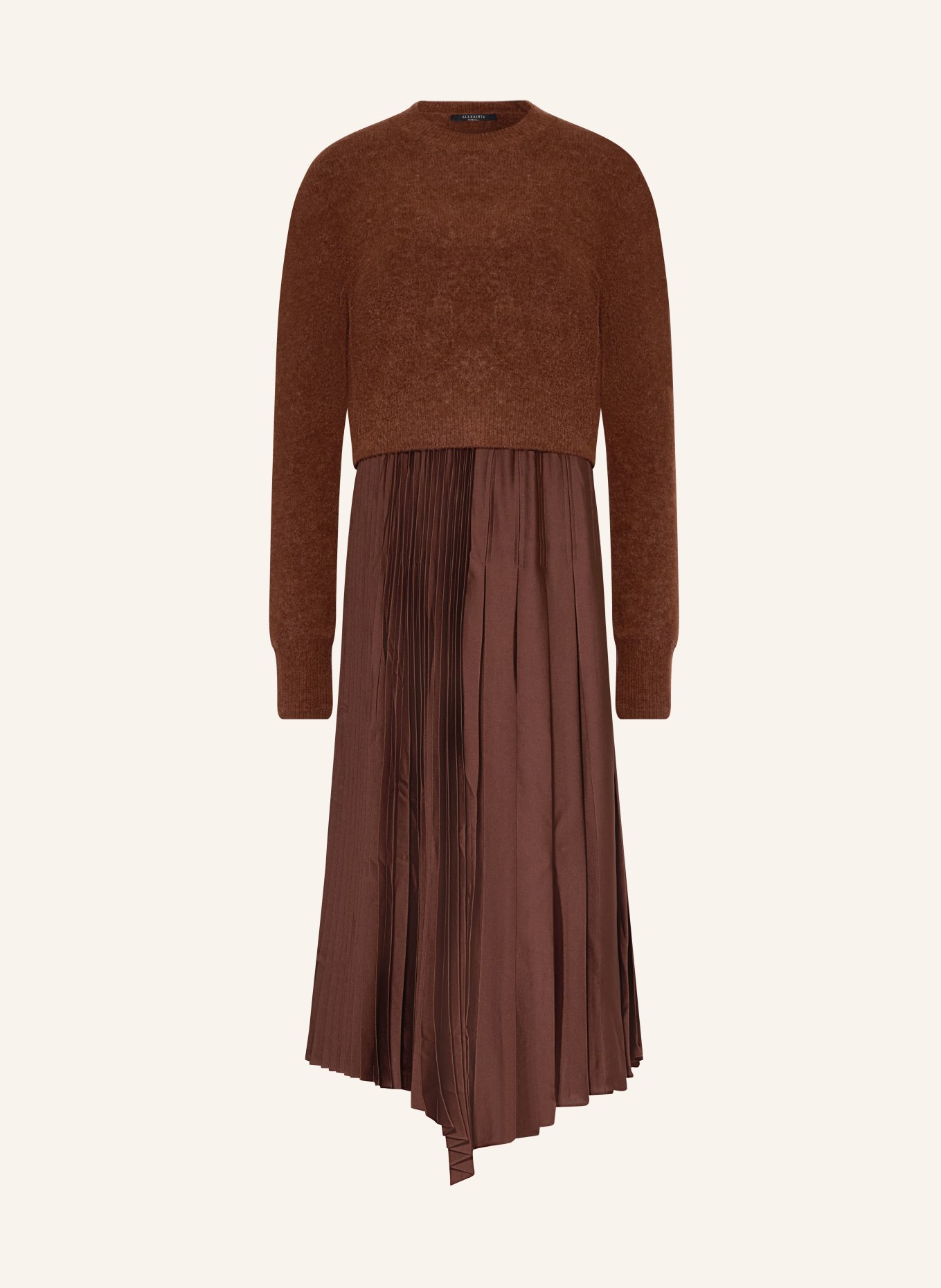 ALLSAINTS Kleid JAX mit Plissees: DUNKELBRAUN