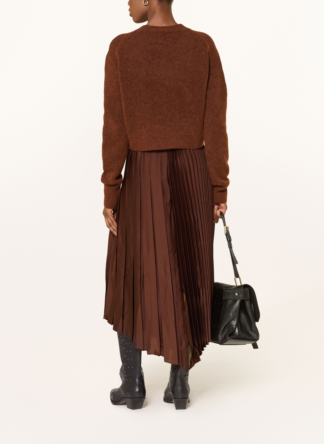 ALLSAINTS Kleid JAX mit Plissees: DUNKELBRAUN