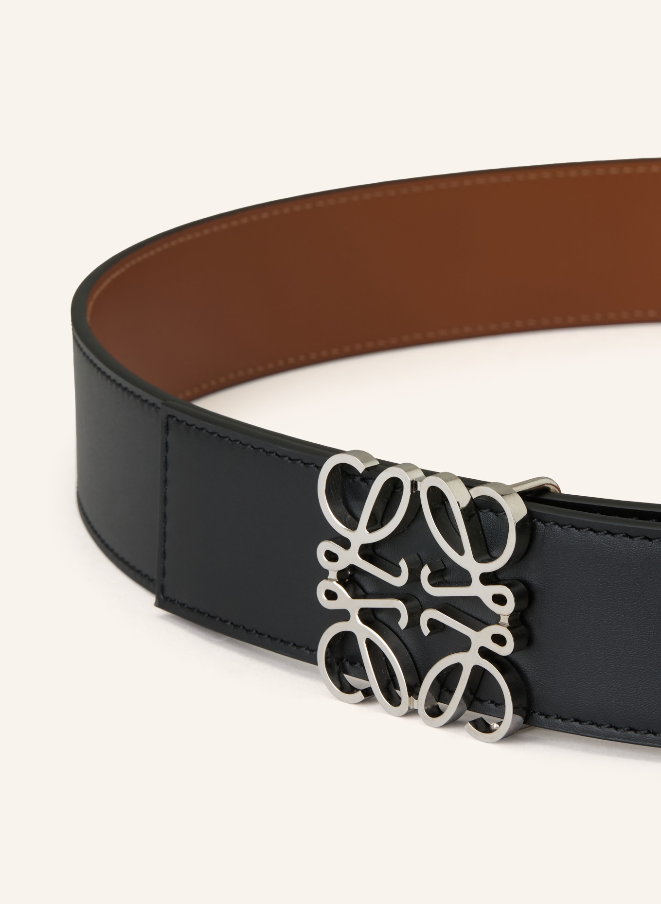 LOEWE Kožený opasek v oboustranném provedení: ČERNÁ / HNĚDÁ