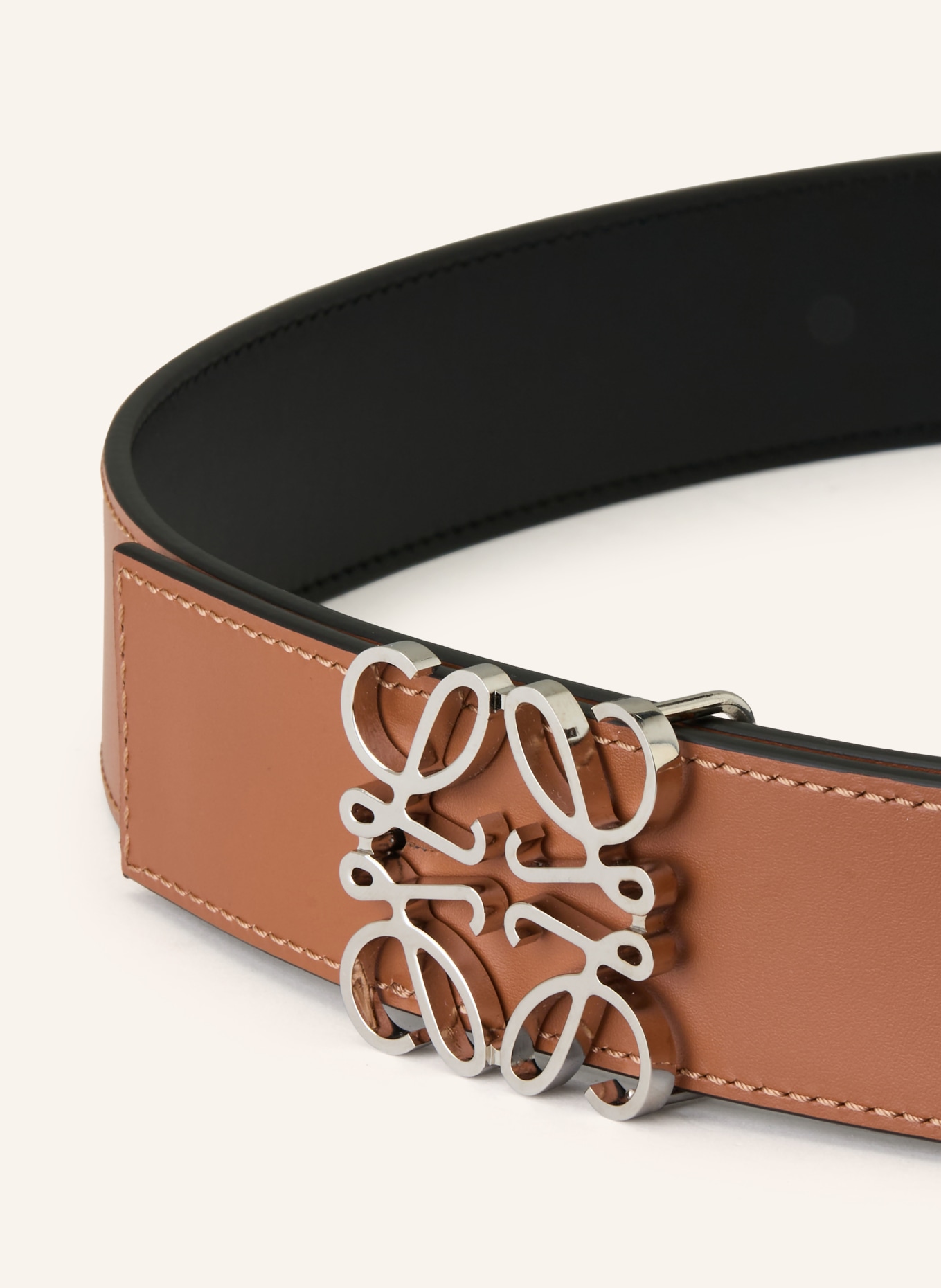 LOEWE Kožený opasek v oboustranném provedení: ČERNÁ / HNĚDÁ