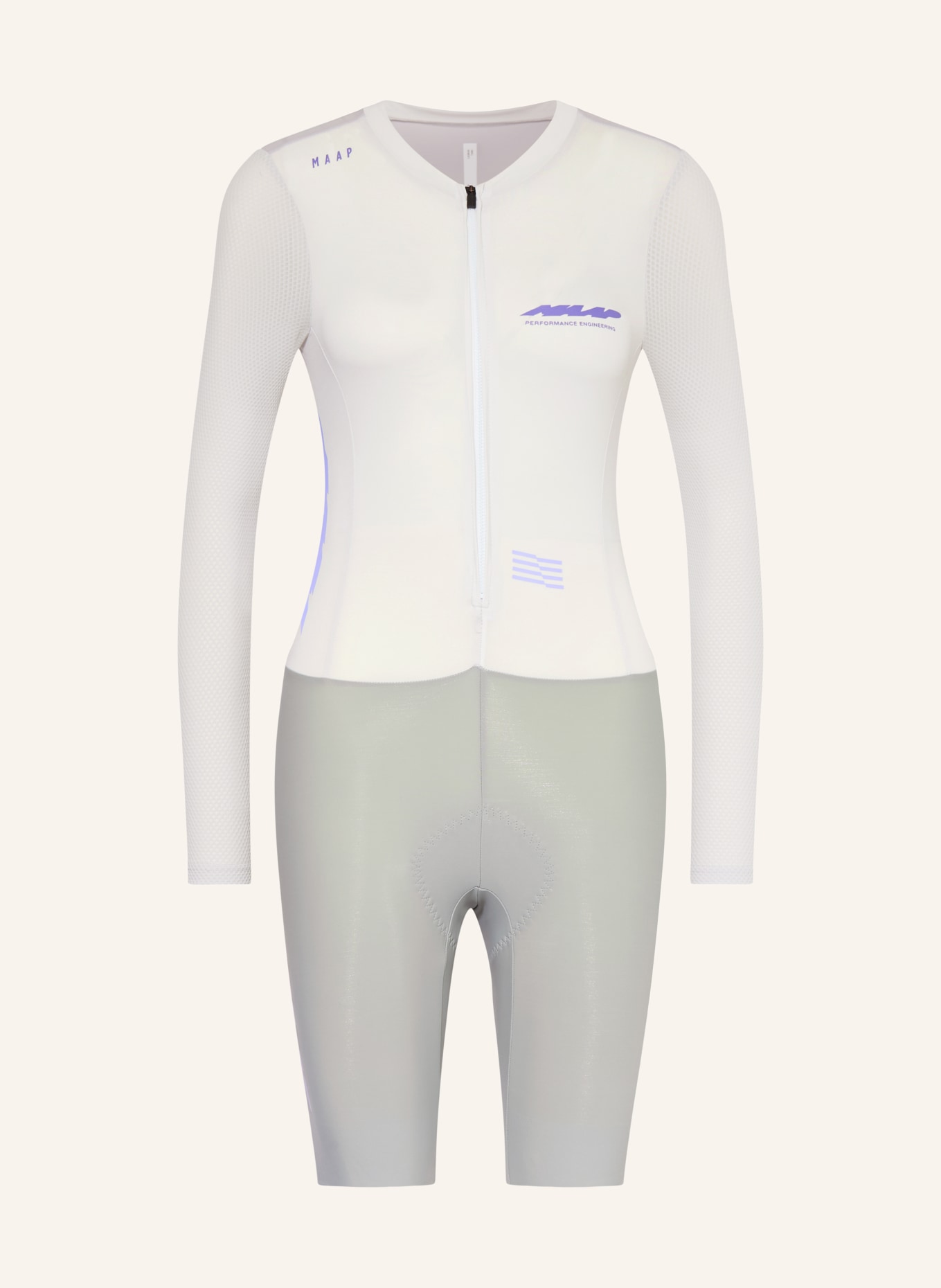 MAAP Speedsuit ECLIPSE PRO BASE LS mit gepolstertem Einsatz: HELLGRAU / DUNKELGRAU