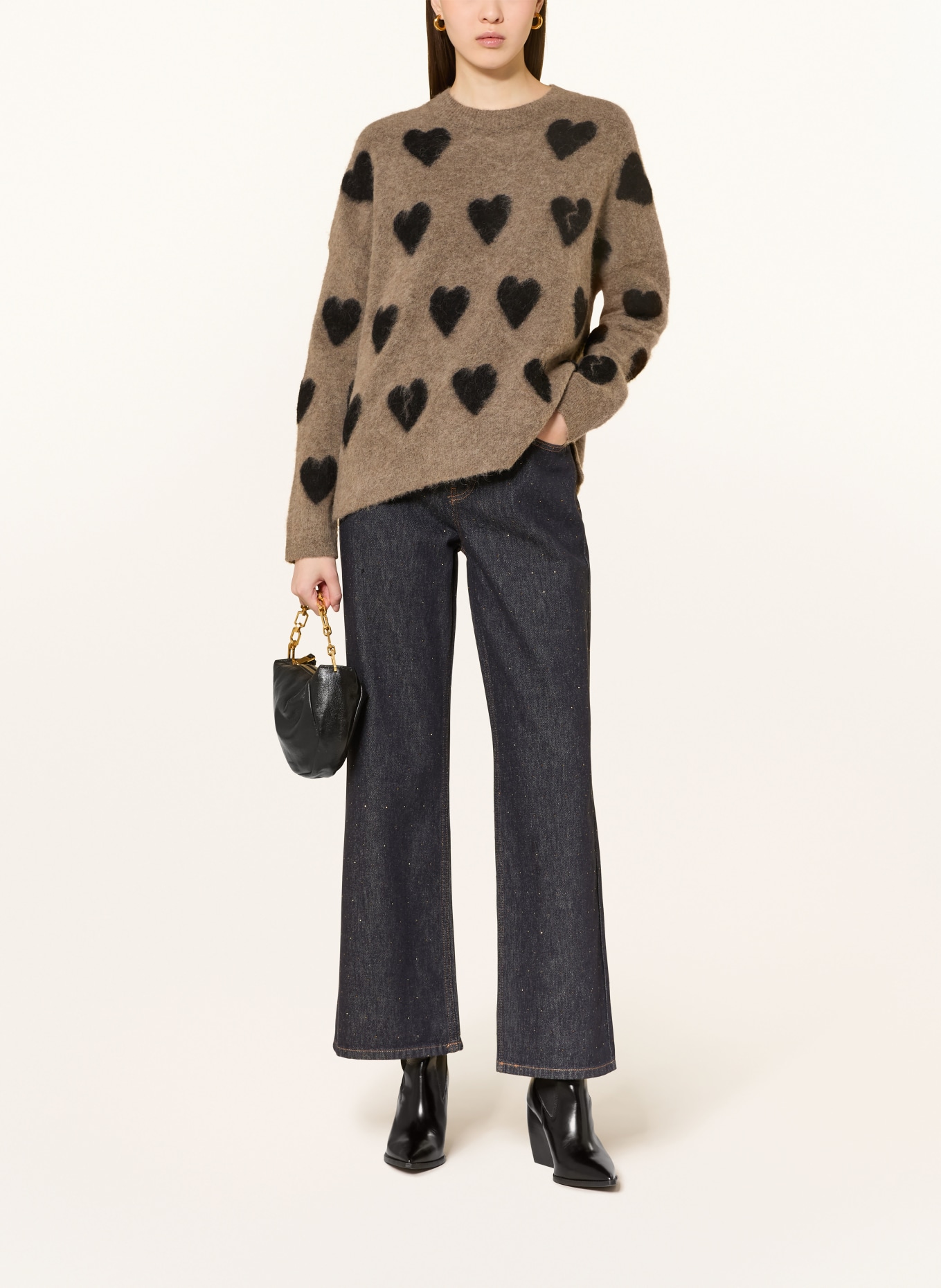 ALLSAINTS Pullover AMORA mit Alpaka: TAUPE / SCHWARZ