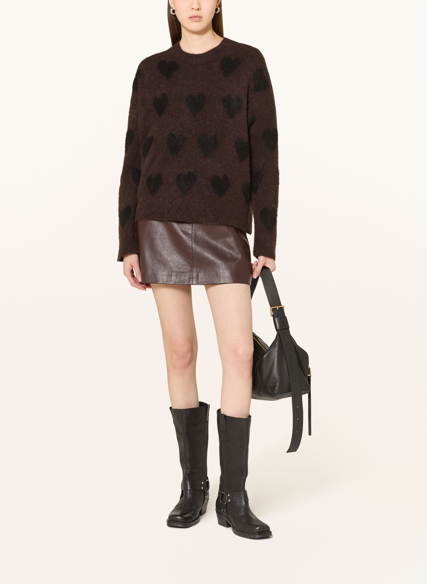 ALLSAINTS Pullover AMORA mit Alpaka: DUNKELBRAUN / SCHWARZ