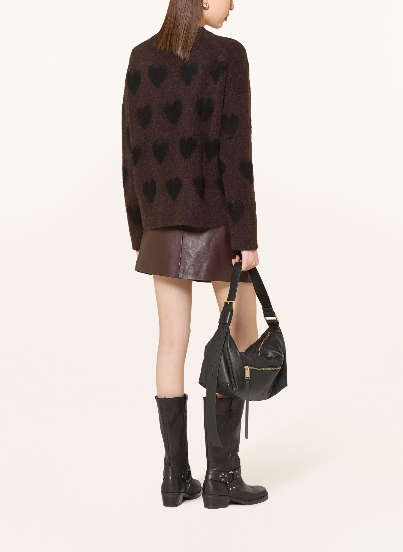 ALLSAINTS Pullover AMORA mit Alpaka: DUNKELBRAUN / SCHWARZ