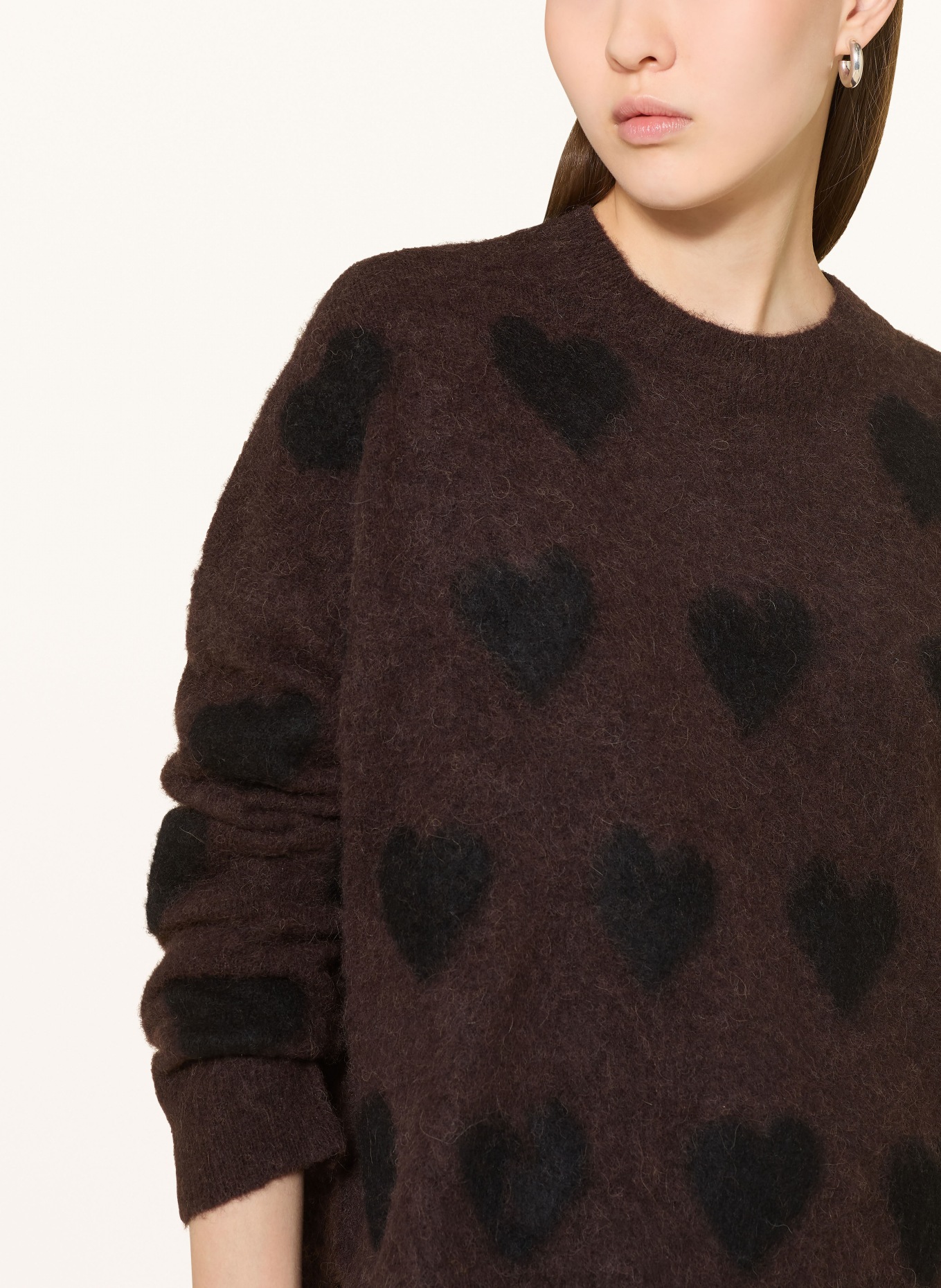 ALLSAINTS Pullover AMORA mit Alpaka: DUNKELBRAUN / SCHWARZ