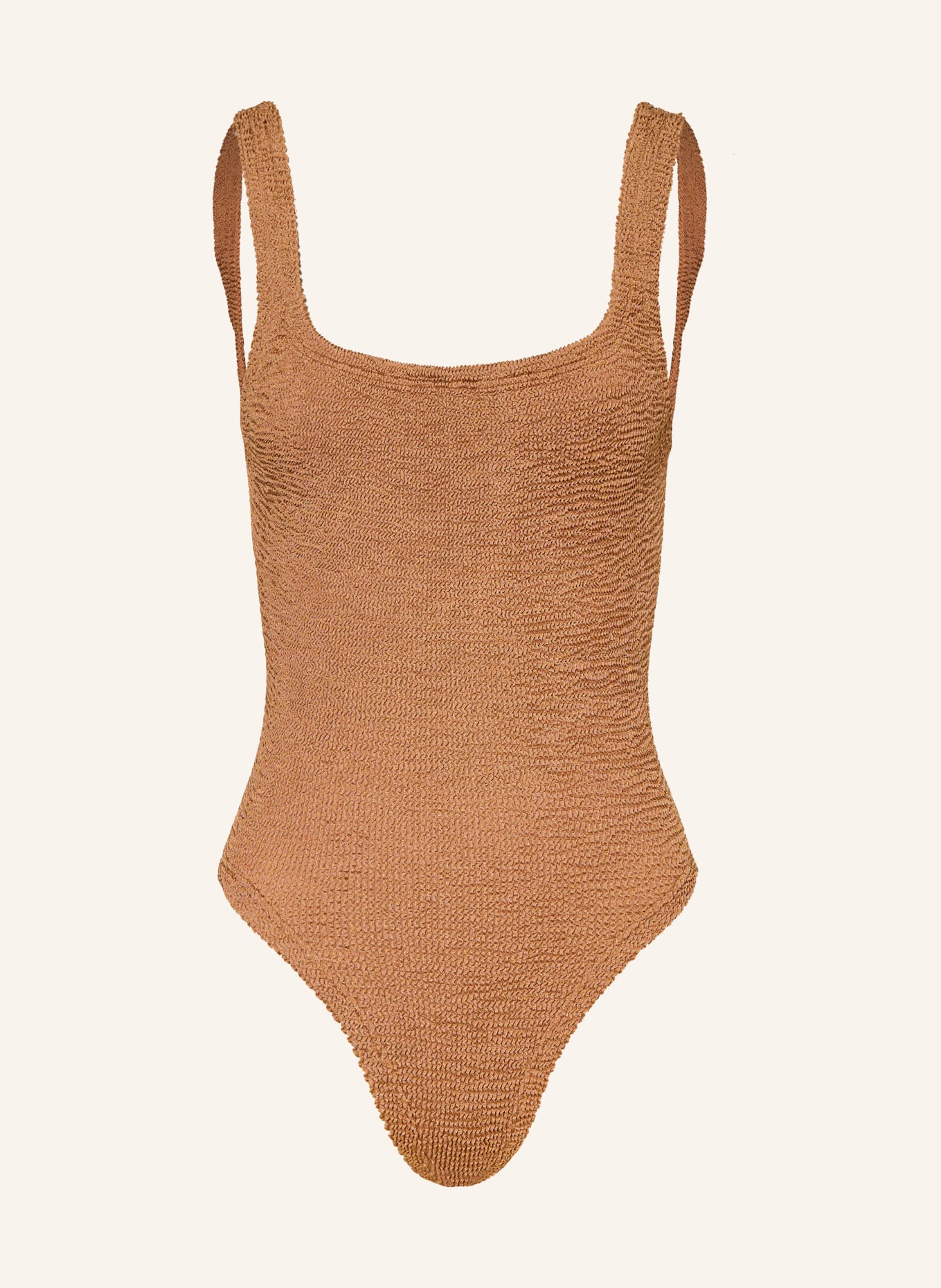 Hunza G Badeanzug SQUARE NECK: COGNAC