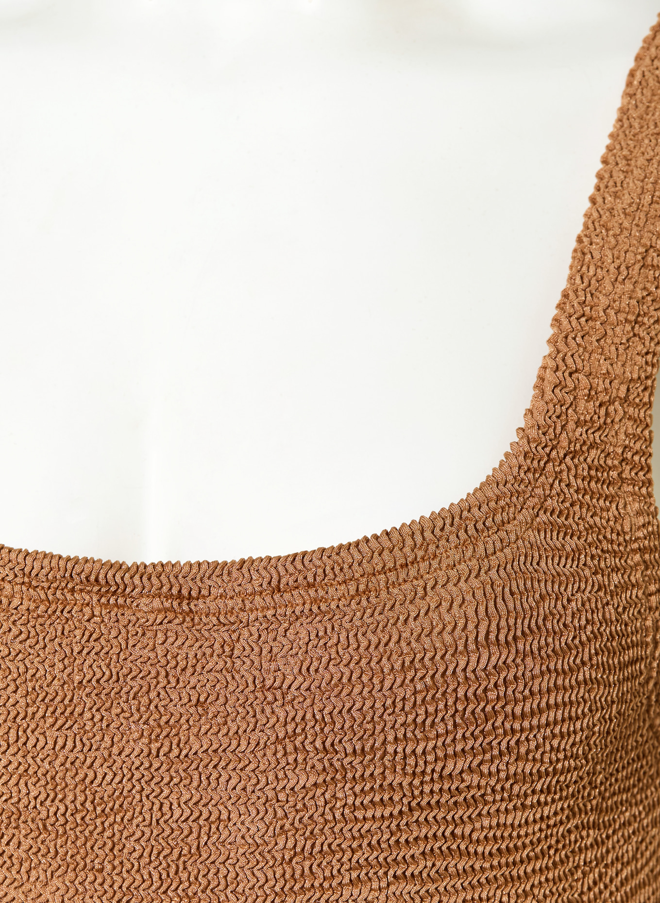 Hunza G Badeanzug SQUARE NECK: COGNAC
