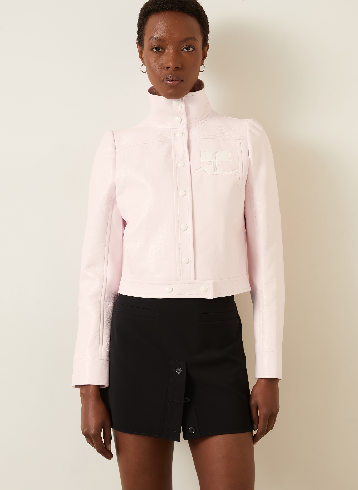 Courrèges Kurtka z imitacji skóry: RÓŻOWY / BIAŁY