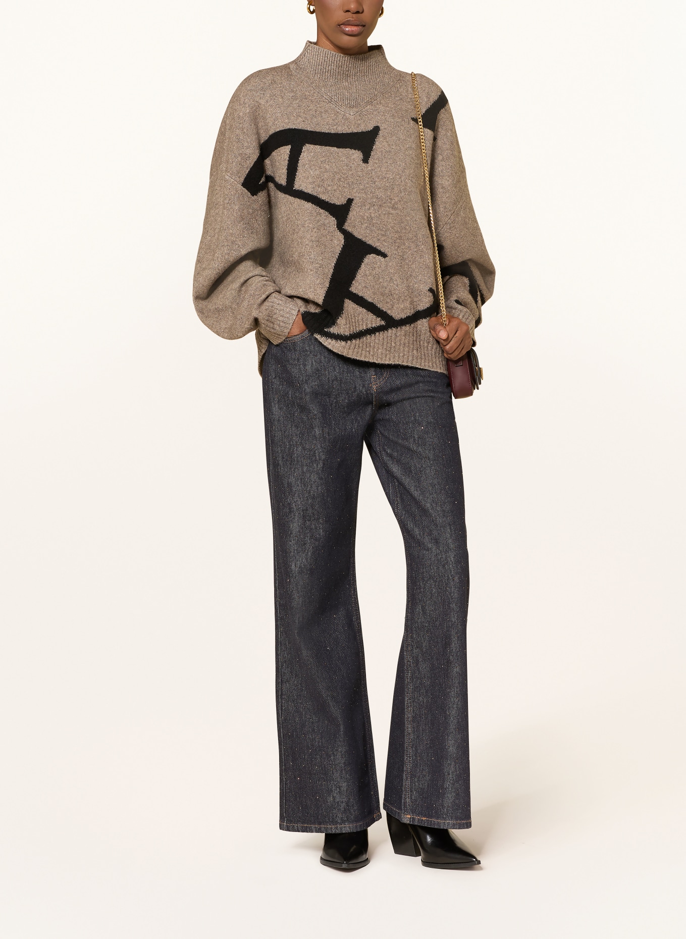 ALLSAINTS Pullover A STAR: TAUPE / SCHWARZ