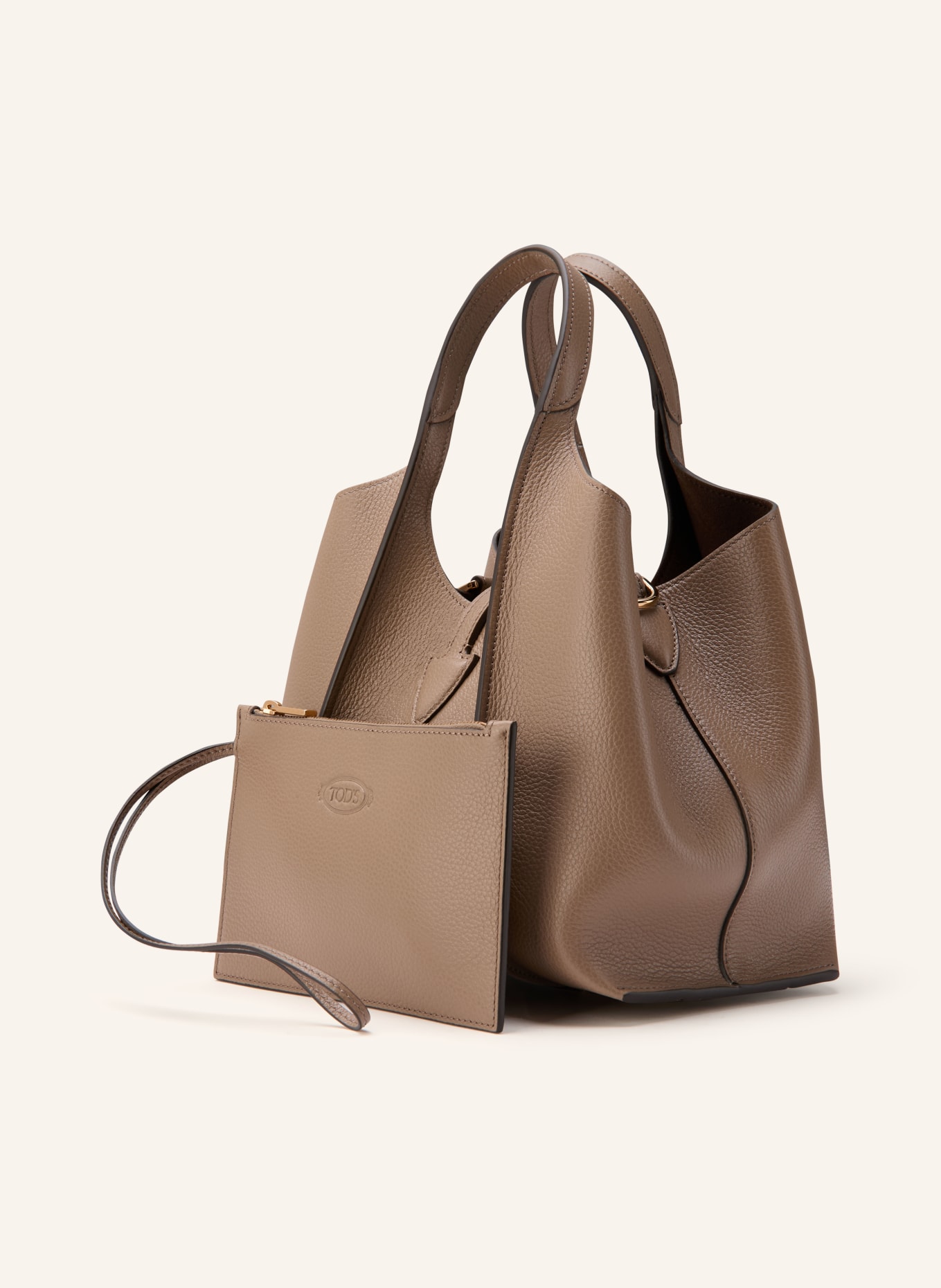 TOD'S Shopper T TIMELESS SMALL s pouzdrem: ČERNOŠEDÁ
