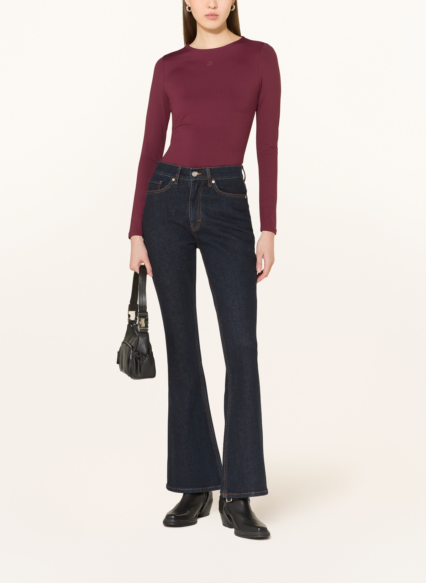 HUGO Long sleeve shirt DASIIA: DARK RED