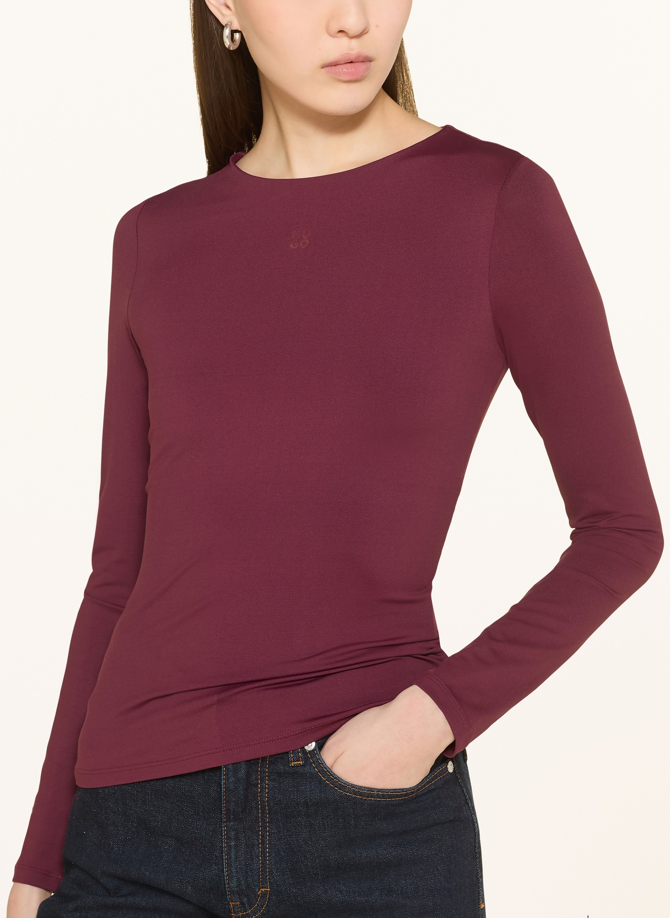 HUGO Long sleeve shirt DASIIA: DARK RED