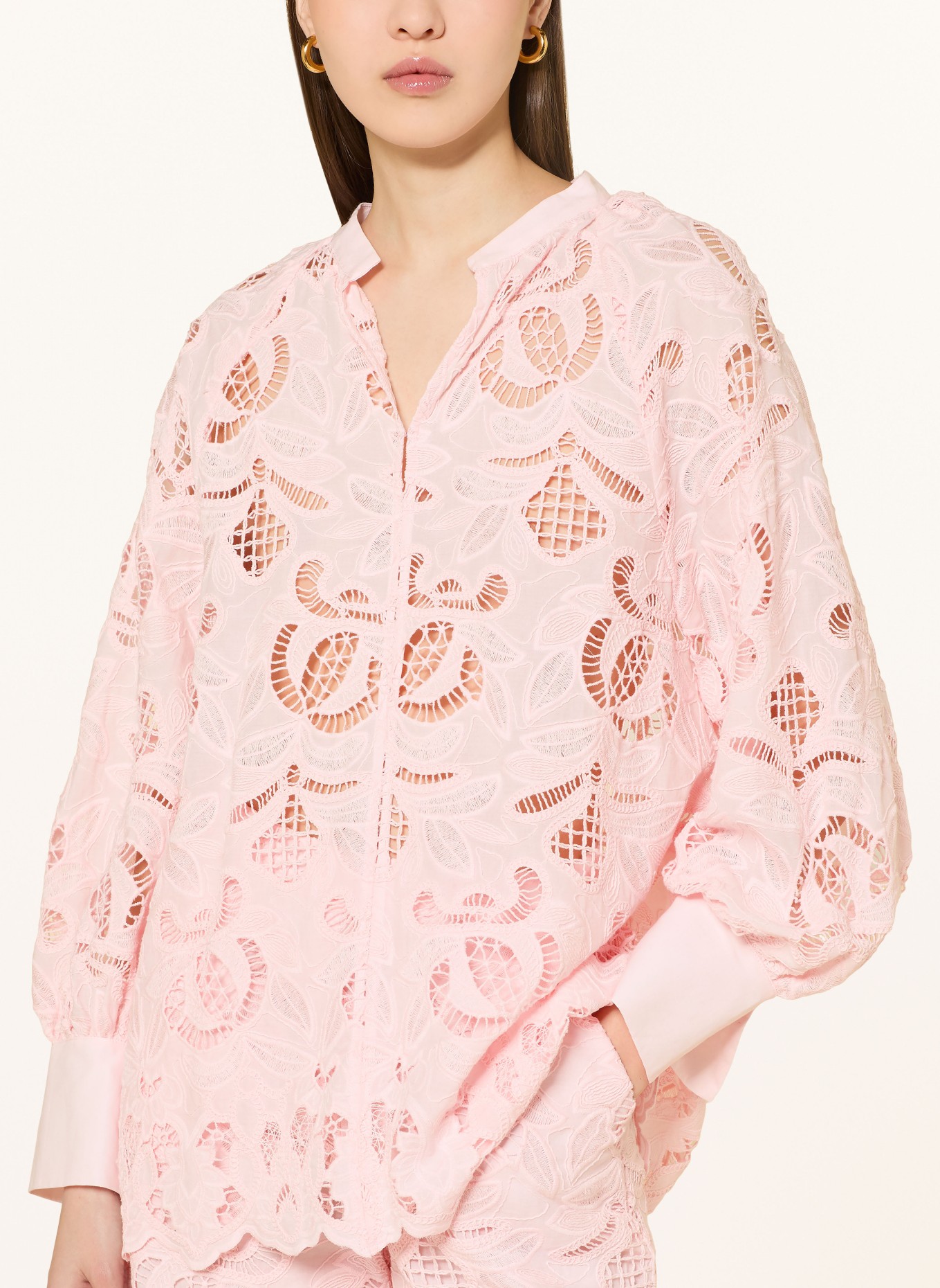 MRS & HUGS Blusenshirt mit Lochspitze: ROSA