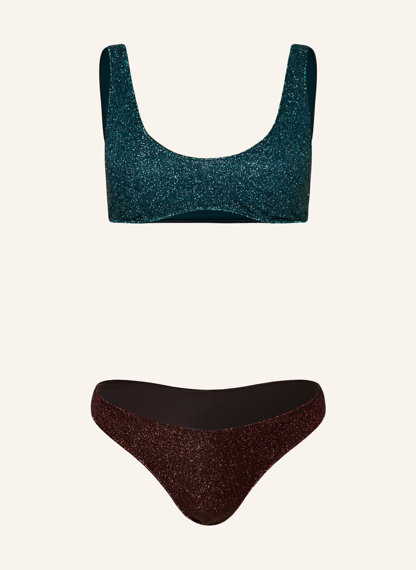 Oséree Bustier bikiny LUMIERE SPORTY: TMAVĚ HNĚDÁ / PETROLEJOVÁ